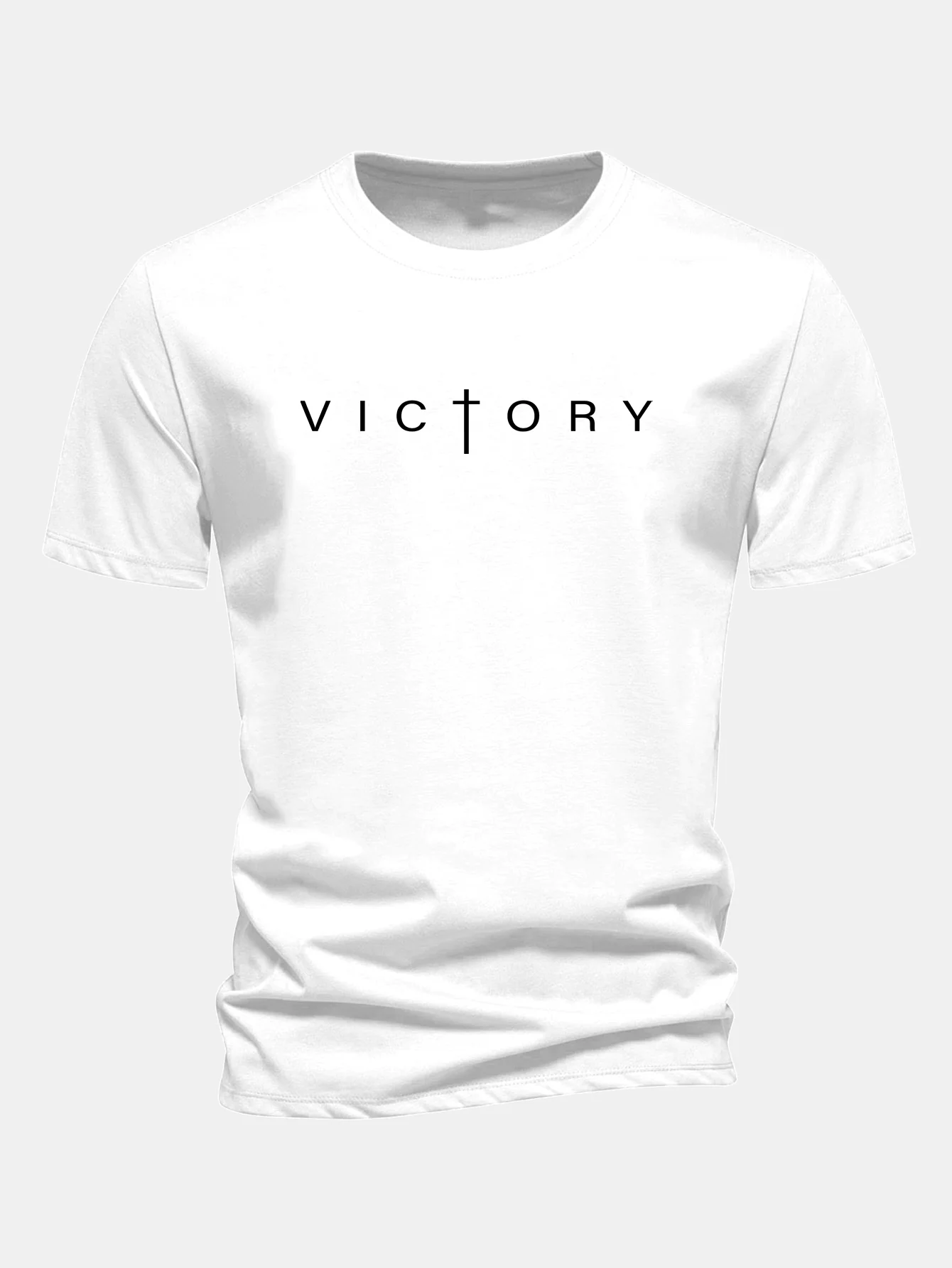 Regular Fit Victory Slogan Druck Baumwoll-T-Shirt - Image 3