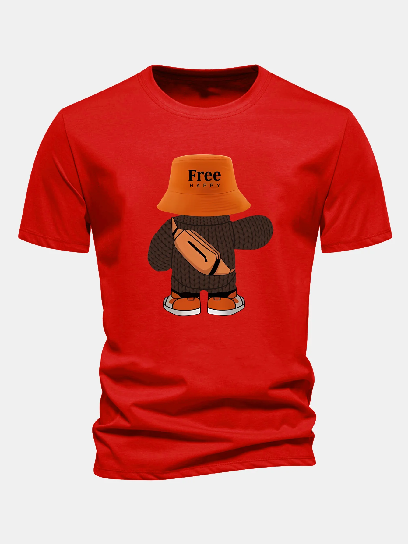 Regular Fit Yarn Bear Print Cotton T-Shirt - Image 12