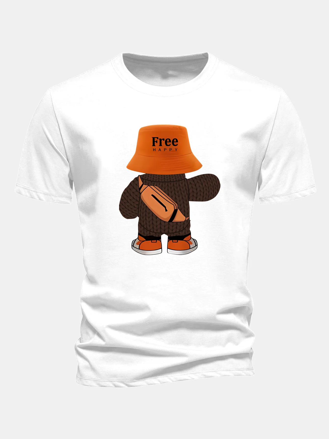 Regular Fit Yarn Bear Print Cotton T-Shirt - Image 2
