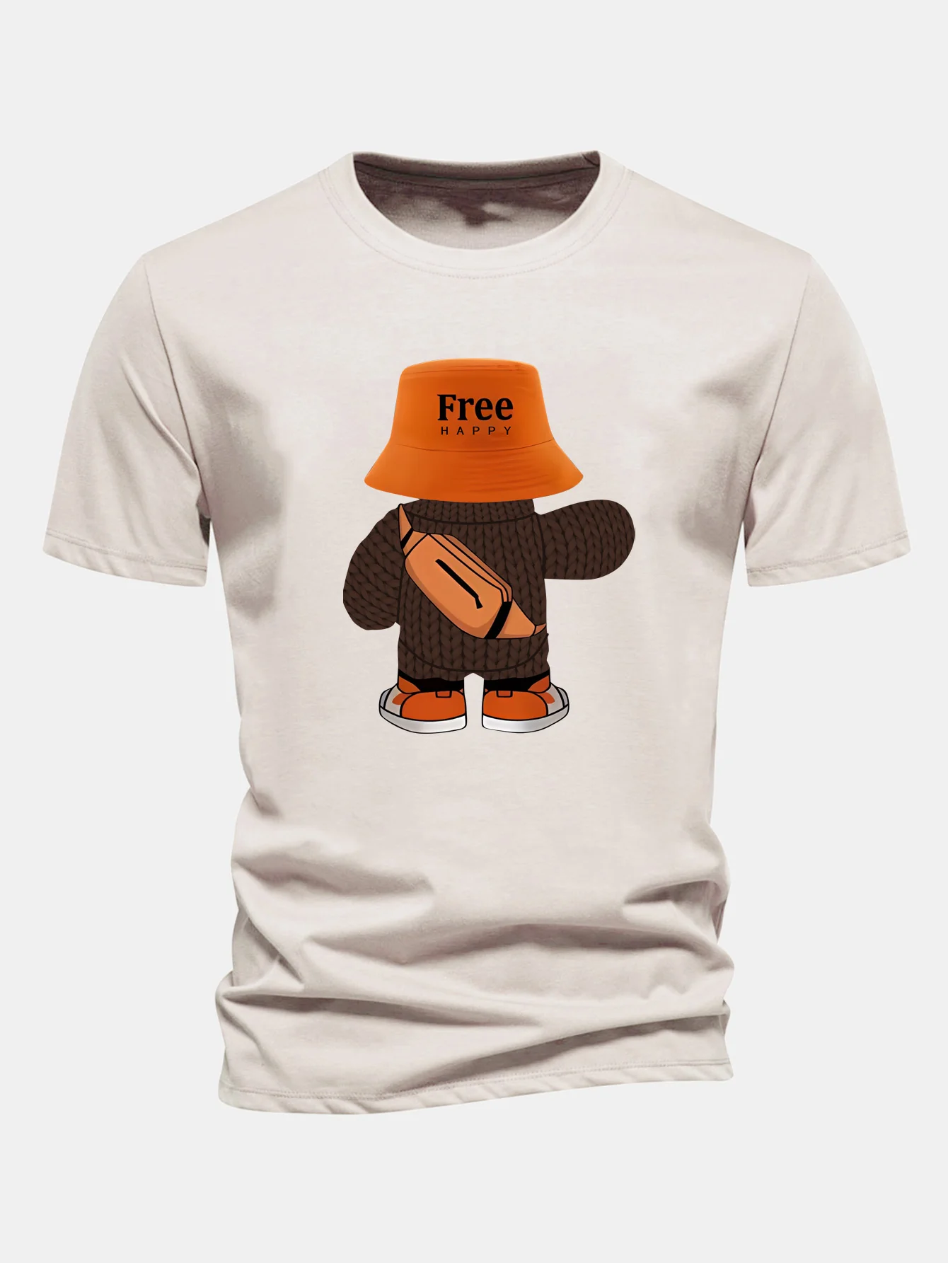 Regular Fit Yarn Bear Print Cotton T-Shirt - Image 3
