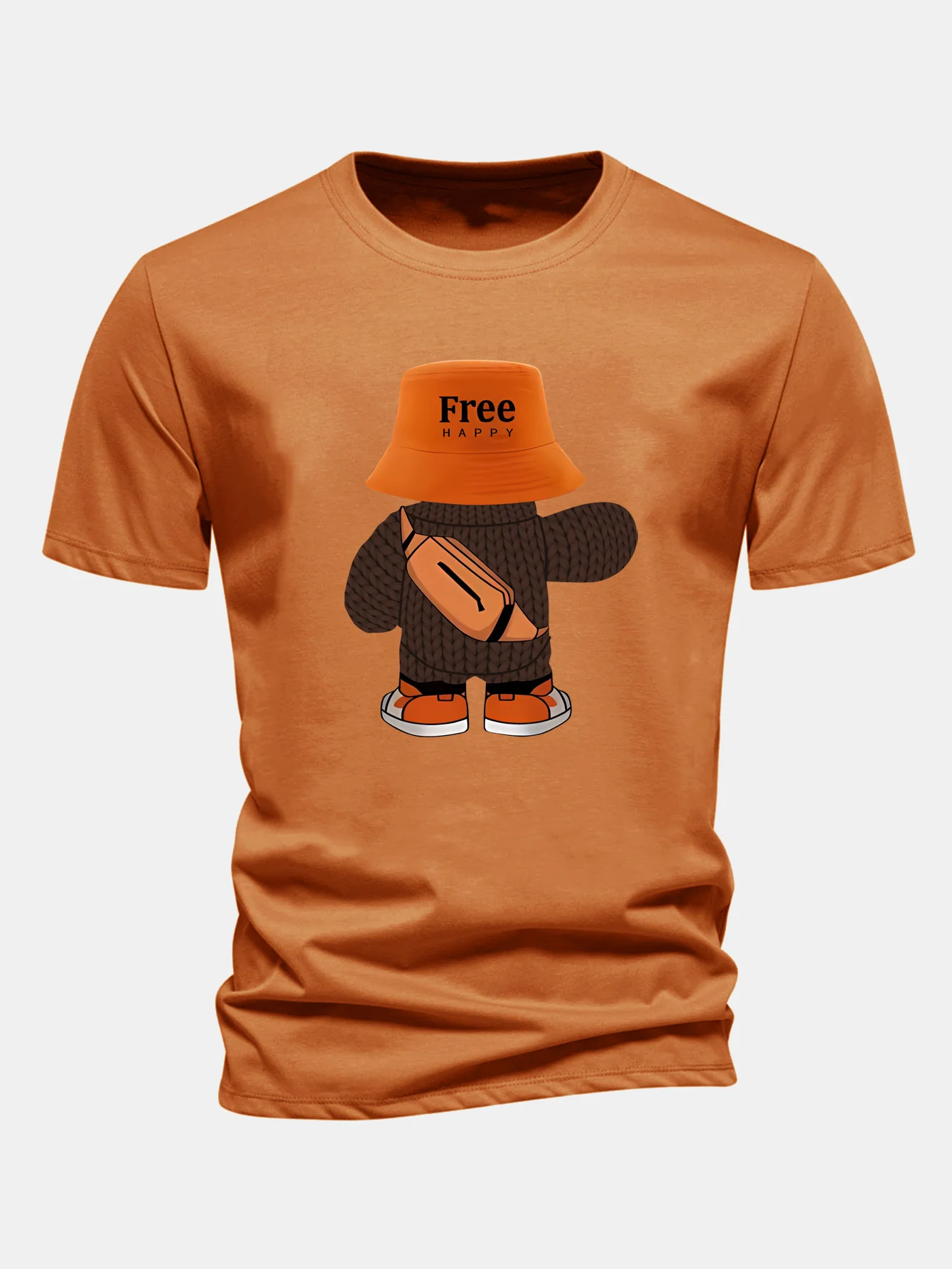 Regular Fit Yarn Bear Print Cotton T-Shirt - Image 5