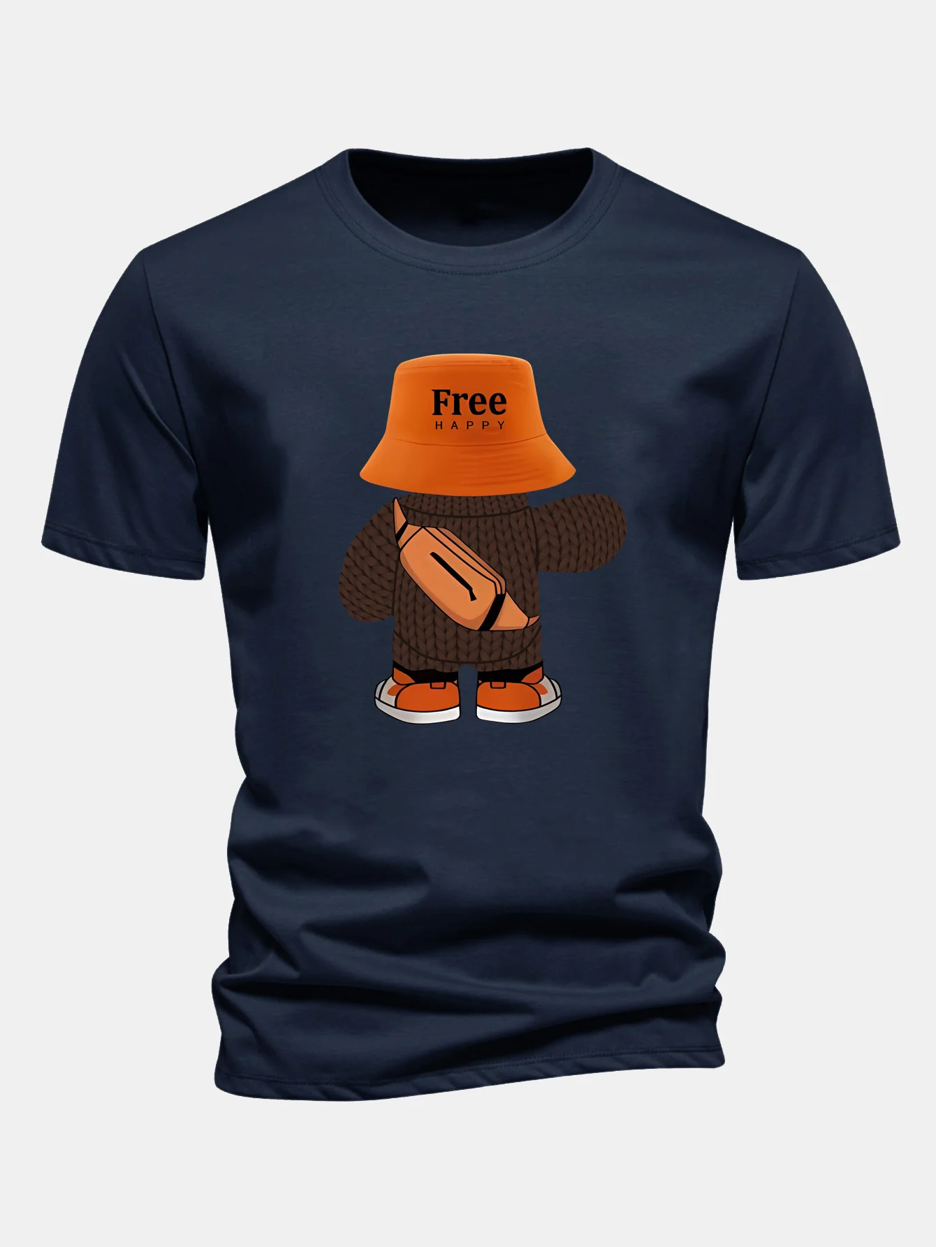 Regular Fit Yarn Bear Print Cotton T-Shirt - Image 6