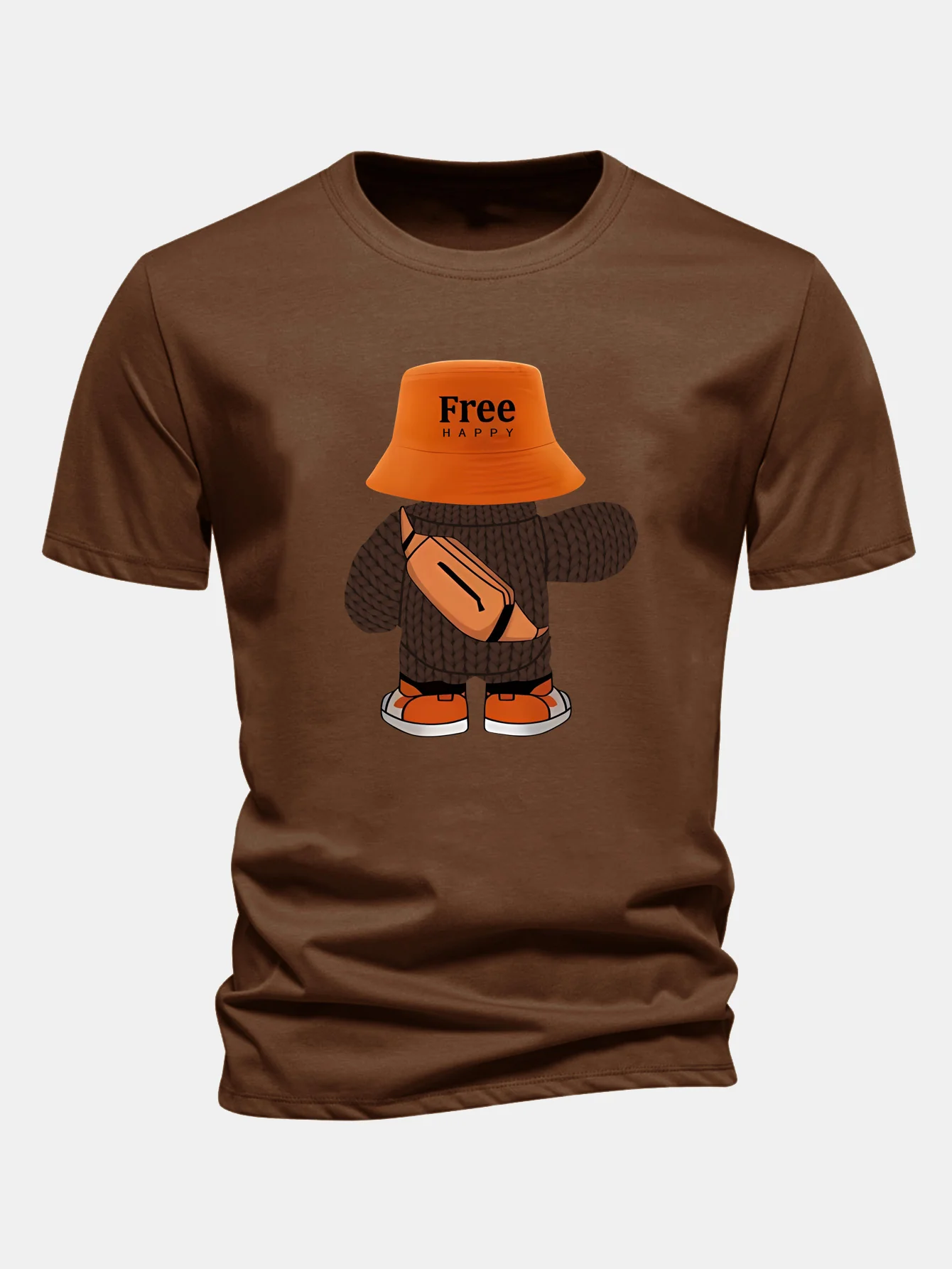 Regular Fit Yarn Bear Print Cotton T-Shirt - Image 7