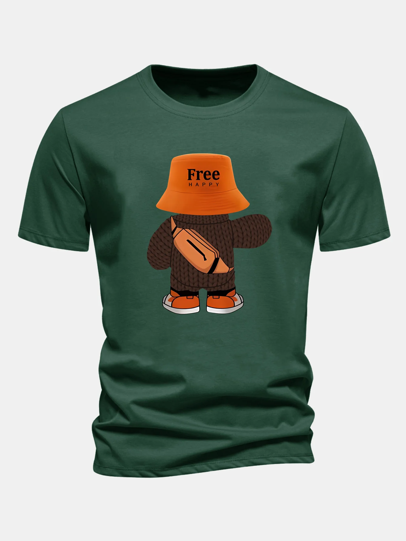 Regular Fit Yarn Bear Print Cotton T-Shirt - Image 8