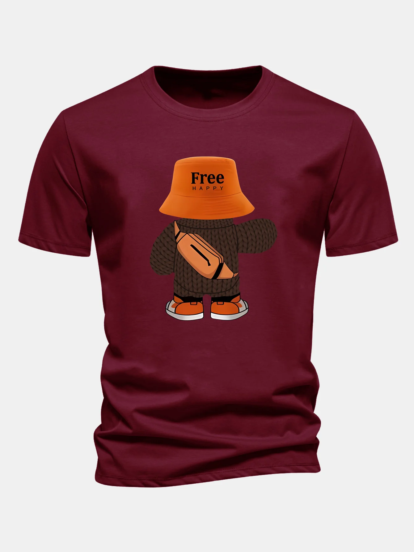 Regular Fit Yarn Bear Print Cotton T-Shirt - Image 9