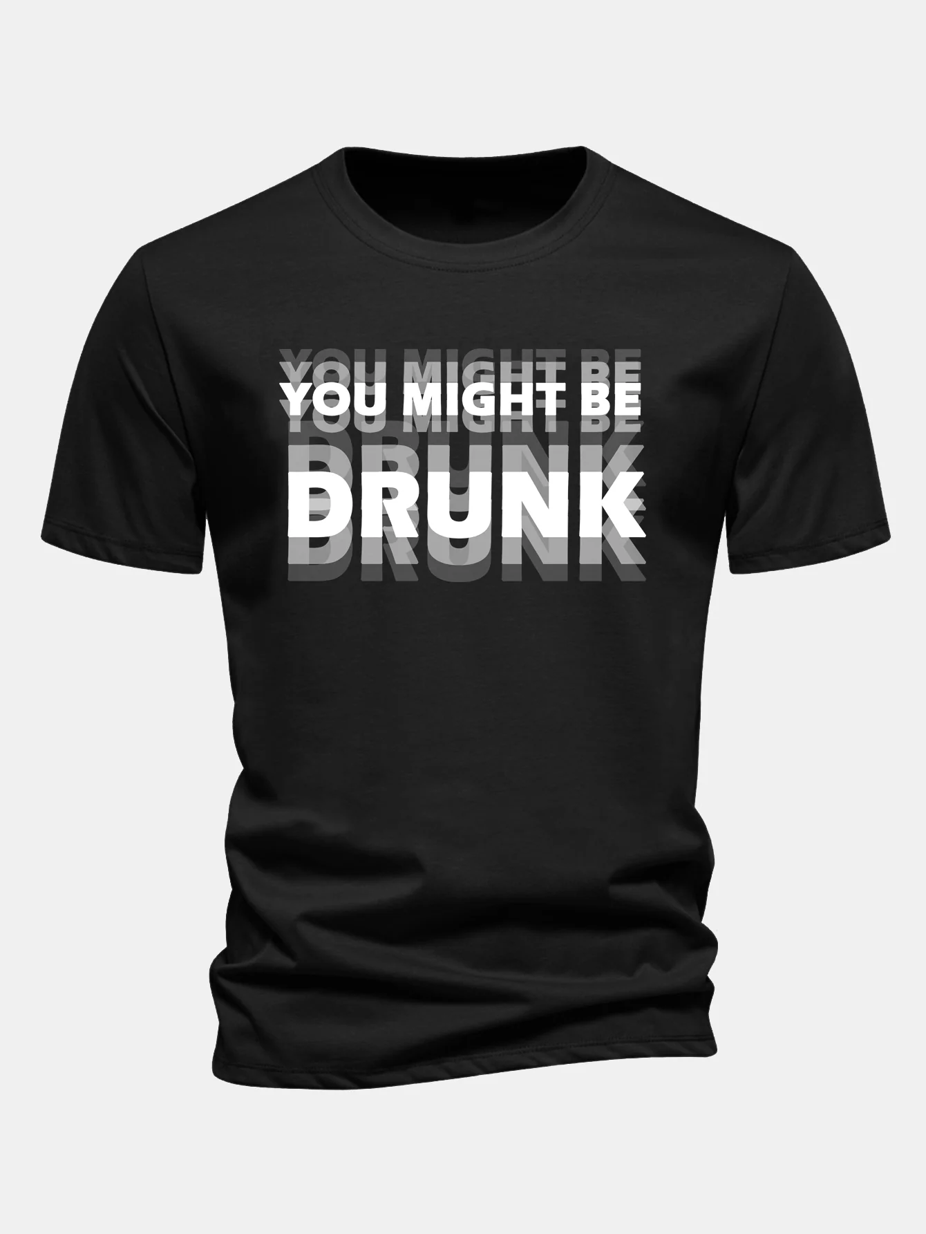 Regular Fit T-Shirt aus Baumwolle mit "You Might Be Drunk"-Aufdruck