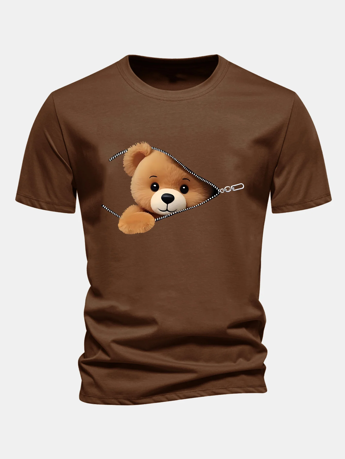 Regular Fit Reißverschluss Bärenmotiv Baumwoll-T-Shirt - Image 10