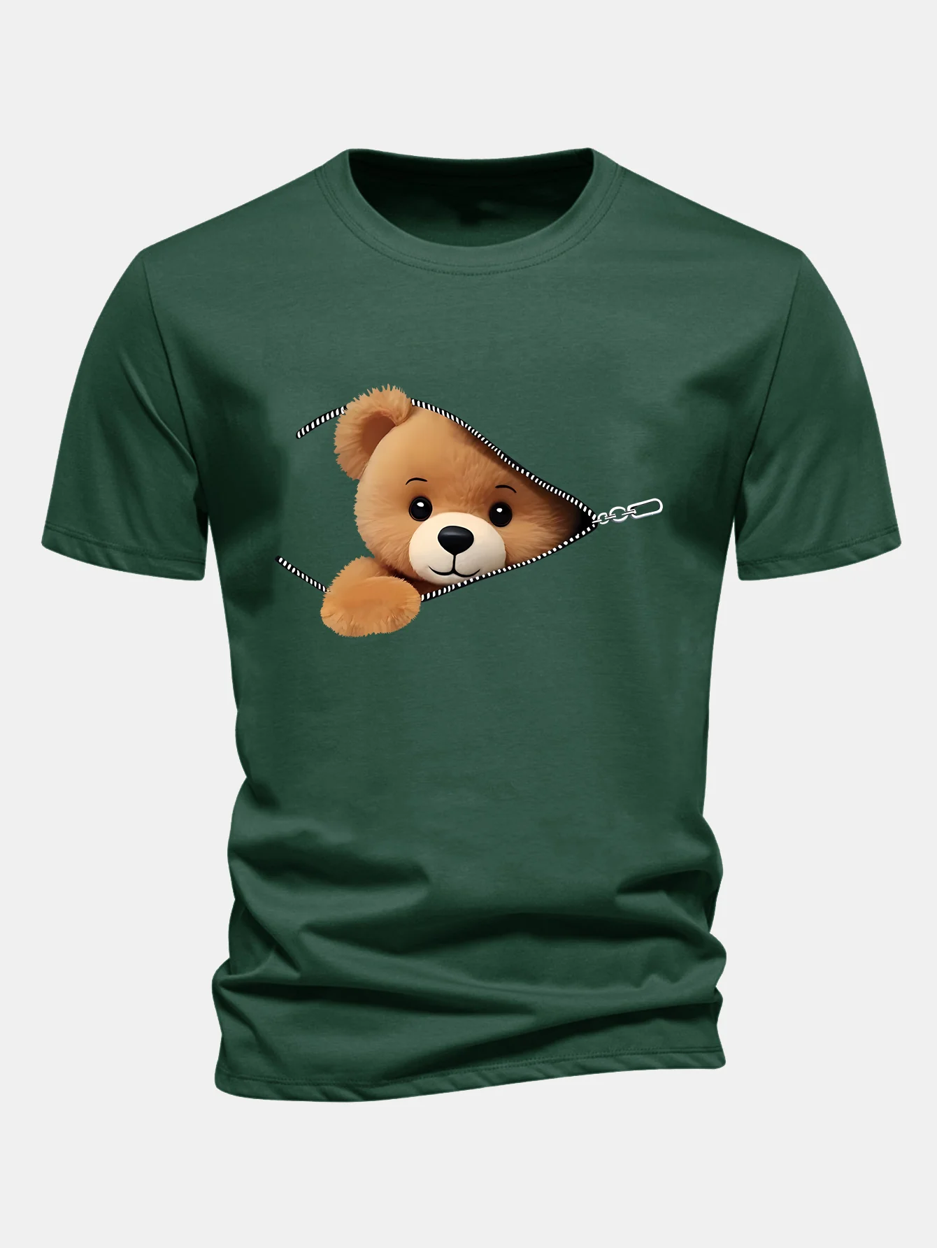 Regular Fit Reißverschluss Bärenmotiv Baumwoll-T-Shirt - Image 11