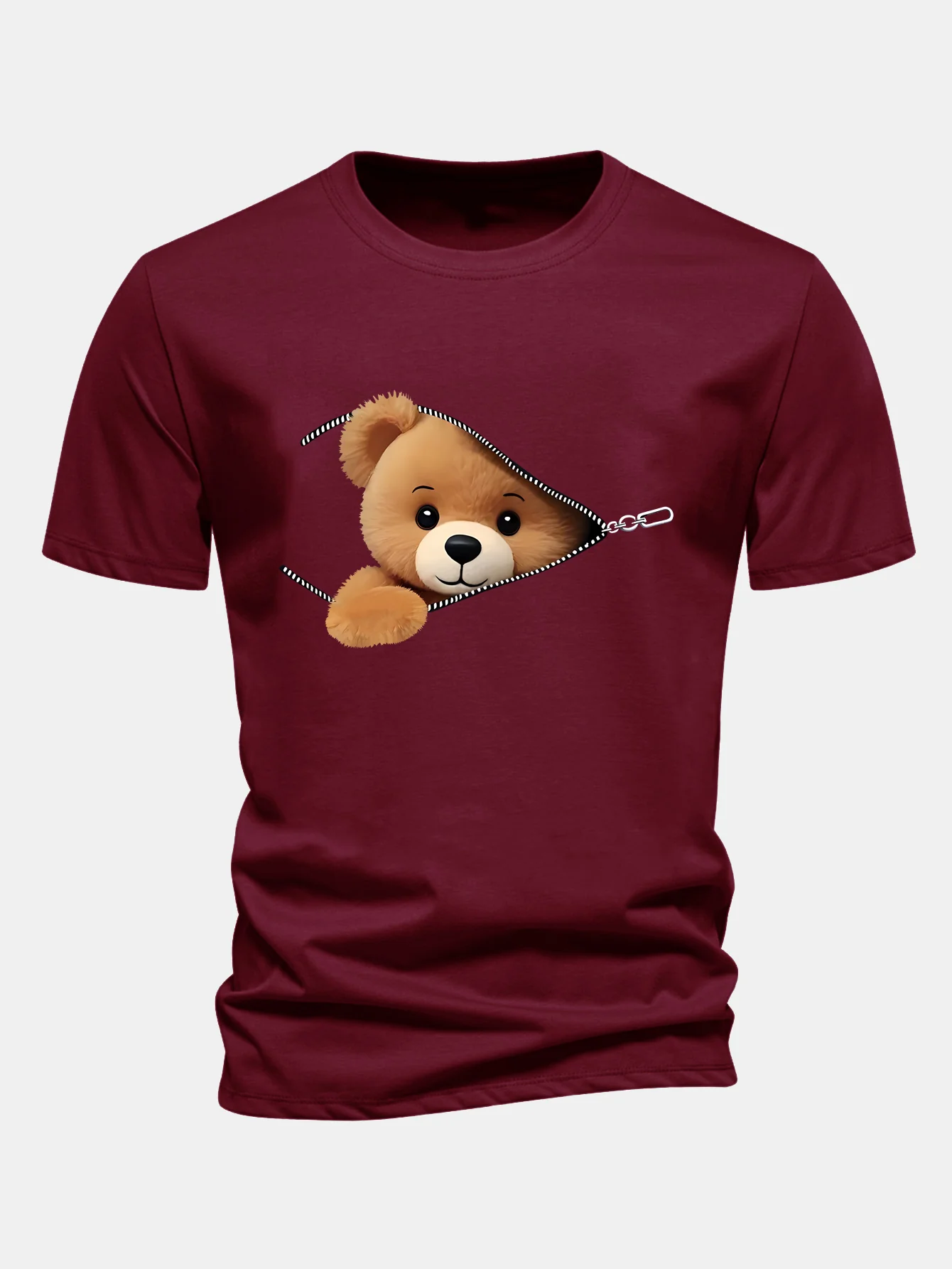Regular Fit Reißverschluss Bärenmotiv Baumwoll-T-Shirt - Image 12