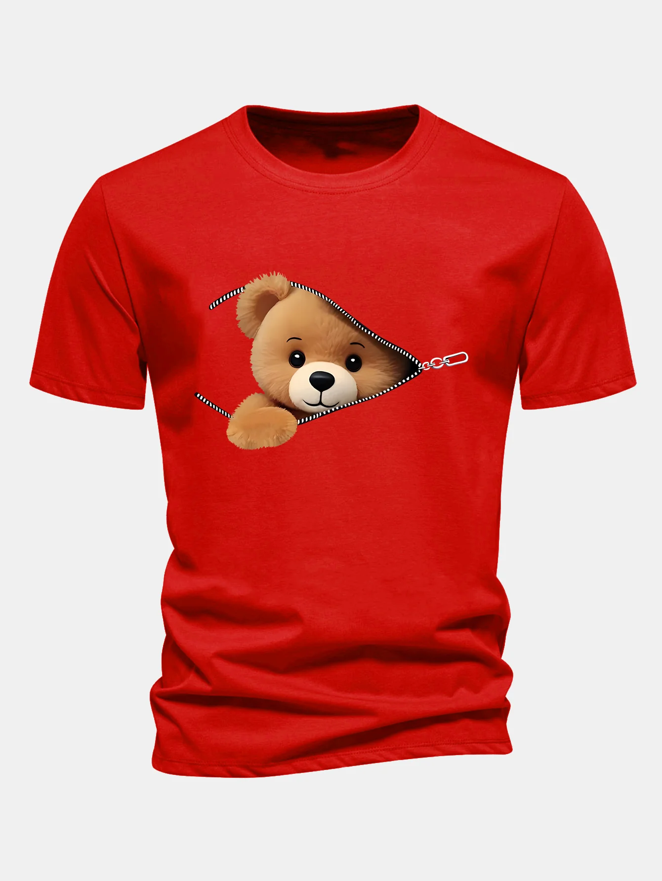 Regular Fit Reißverschluss Bärenmotiv Baumwoll-T-Shirt - Image 4