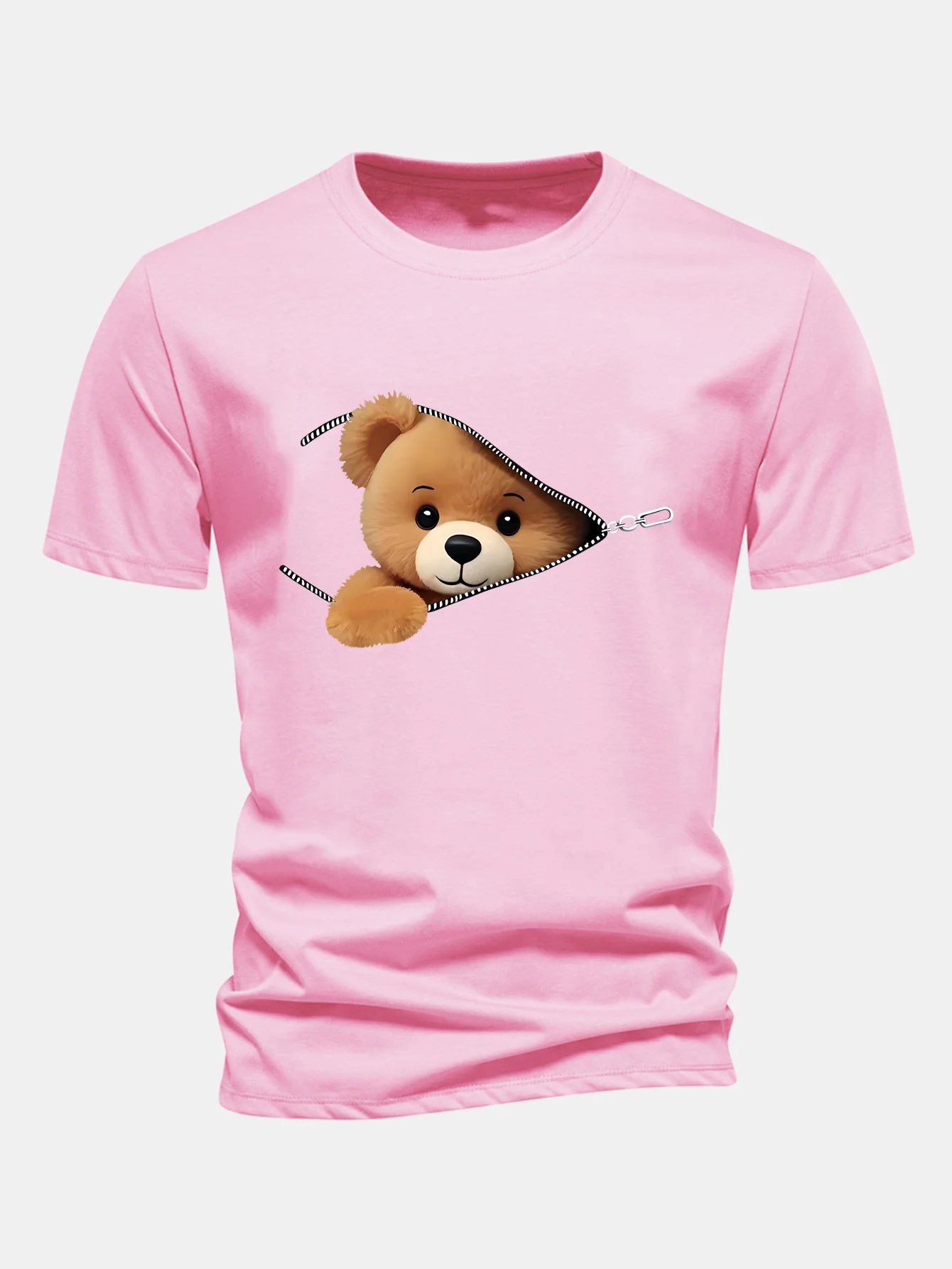 Regular Fit Reißverschluss Bärenmotiv Baumwoll-T-Shirt - Image 6