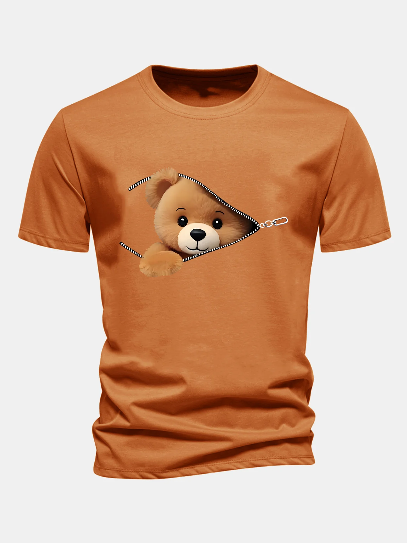 Regular Fit Reißverschluss Bärenmotiv Baumwoll-T-Shirt - Image 8