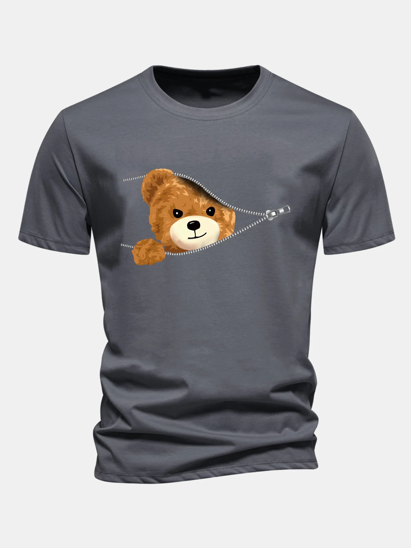 Regular Fit Reißverschluss Bärenmotiv Baumwoll-T-Shirt - Image 11