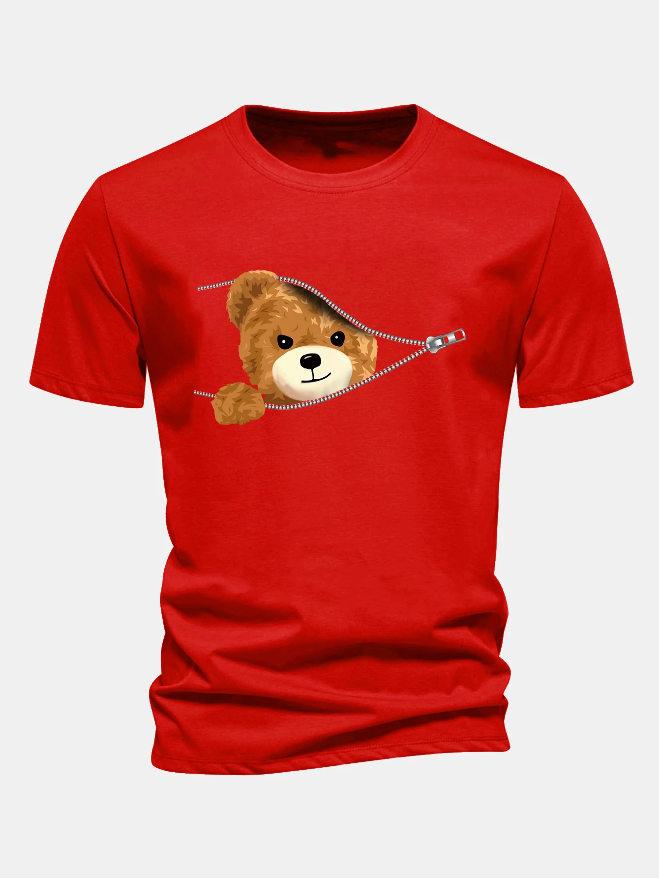 Regular Fit Reißverschluss Bärenmotiv Baumwoll-T-Shirt - Image 12