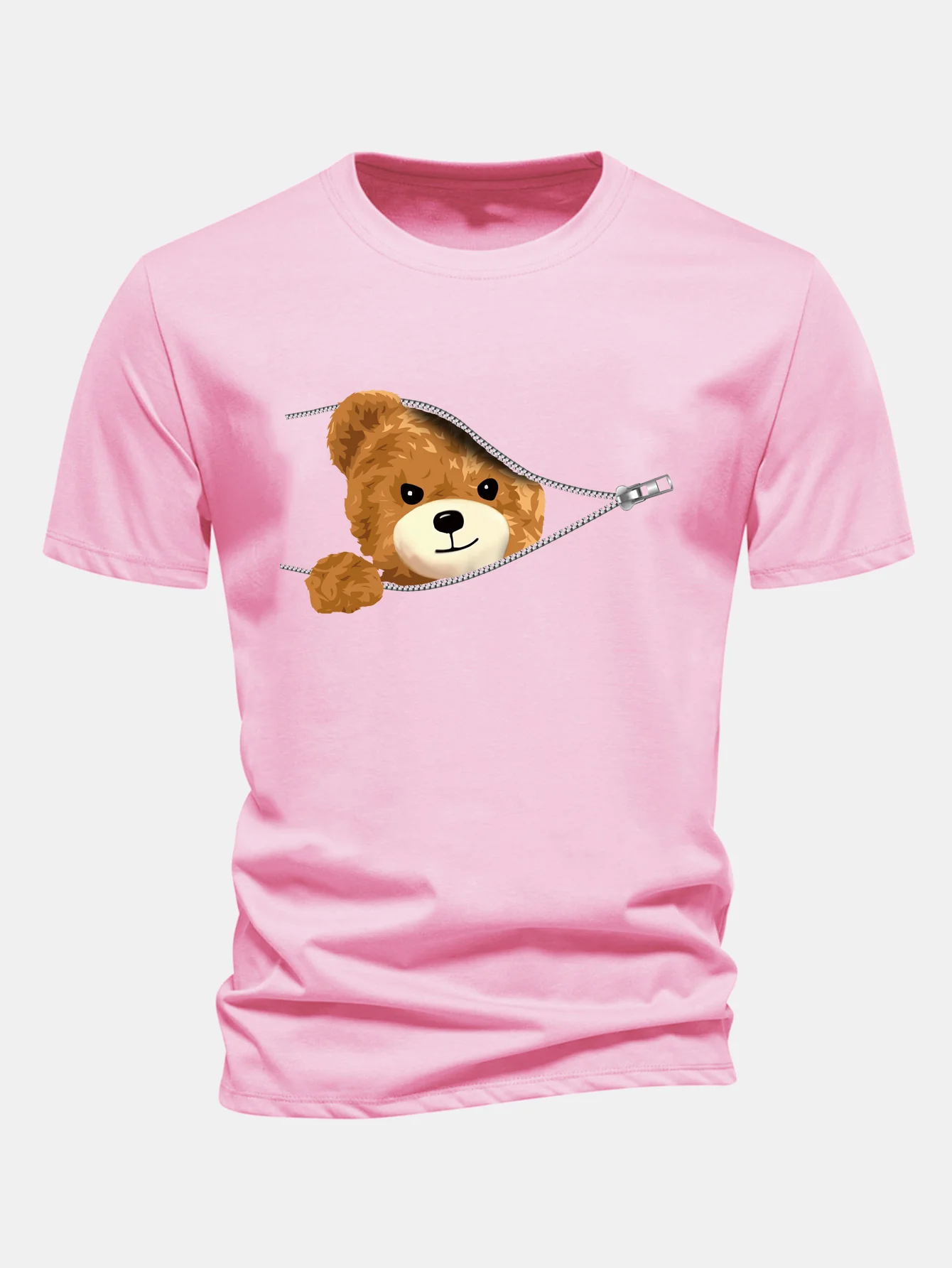 Regular Fit Reißverschluss Bärenmotiv Baumwoll-T-Shirt - Image 4