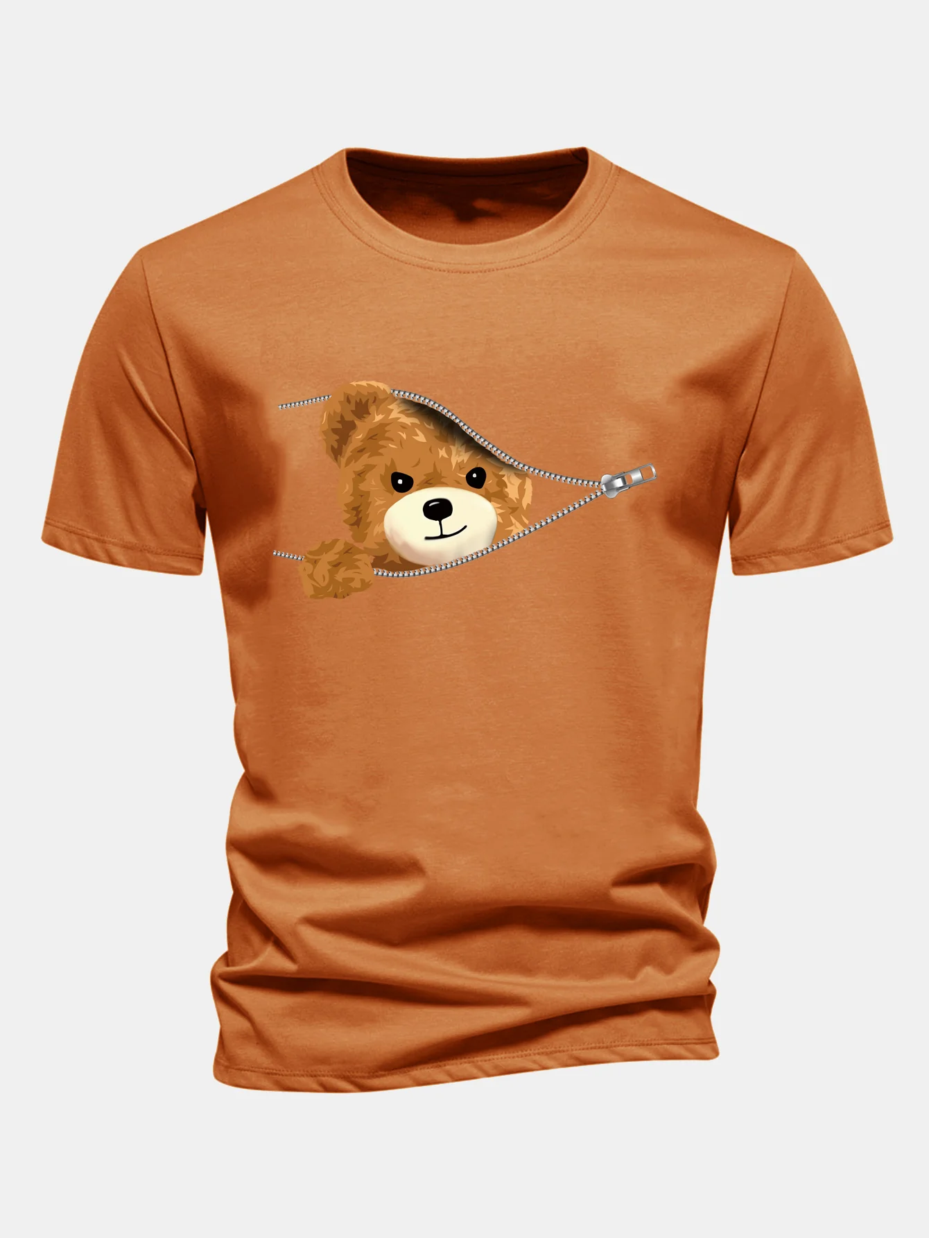 Regular Fit Reißverschluss Bärenmotiv Baumwoll-T-Shirt - Image 6