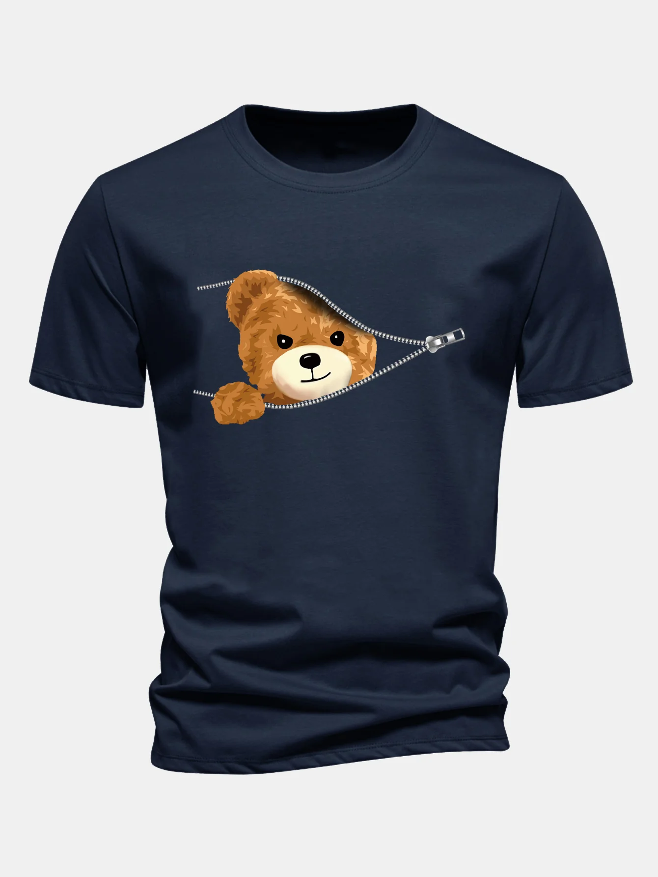Regular Fit Reißverschluss Bärenmotiv Baumwoll-T-Shirt - Image 7
