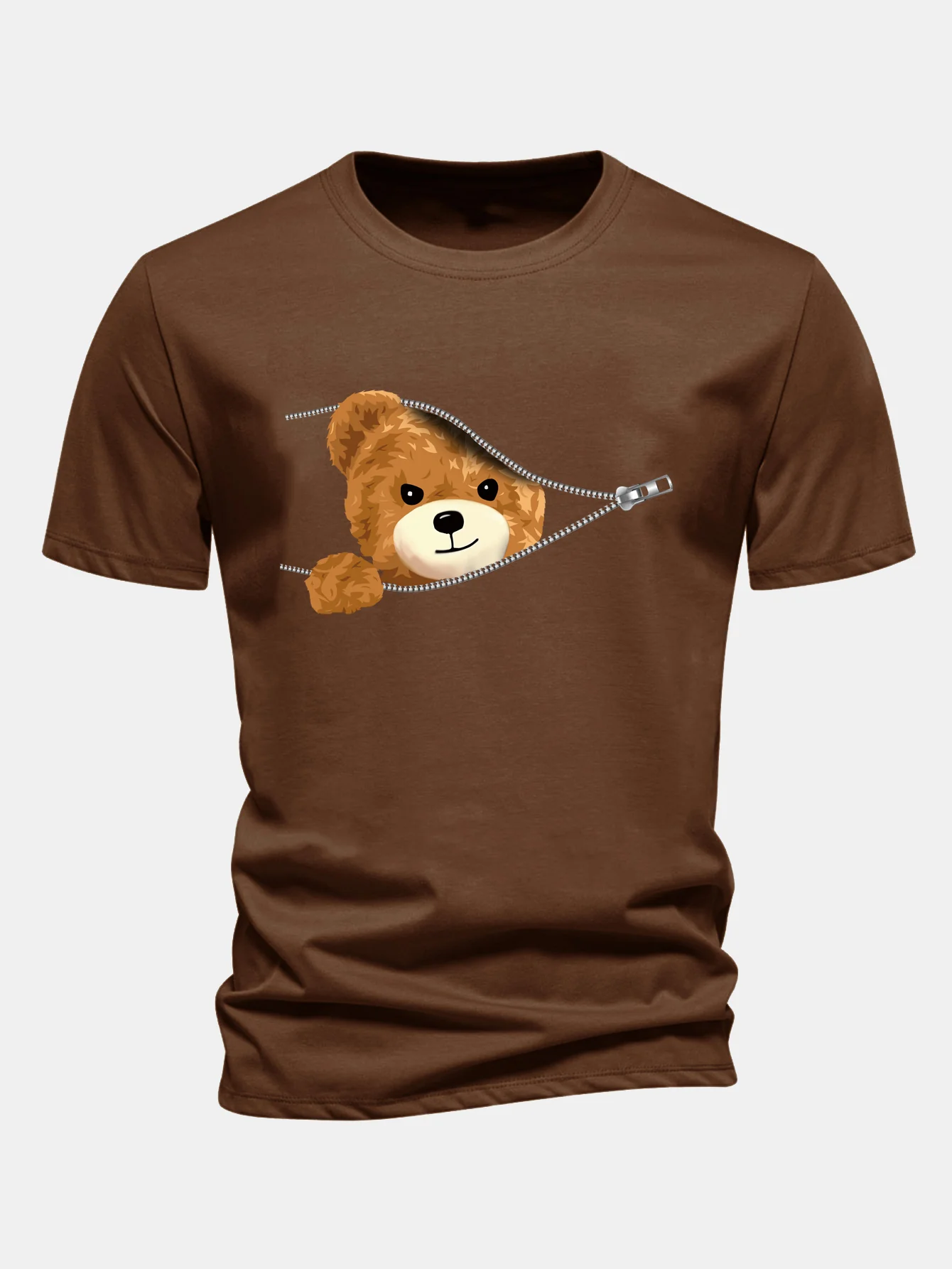 Regular Fit Reißverschluss Bärenmotiv Baumwoll-T-Shirt - Image 8