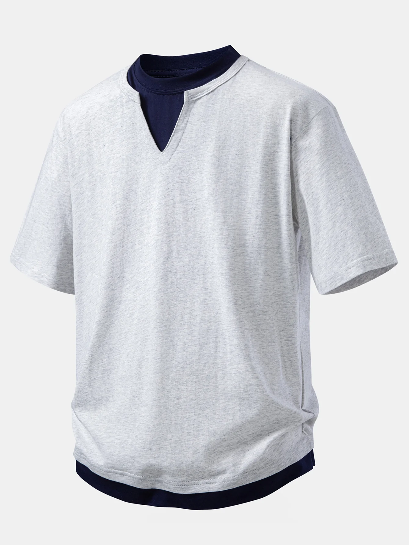 Relax Fit 2 In 1 Notched Collar T-Shirt - Image 7