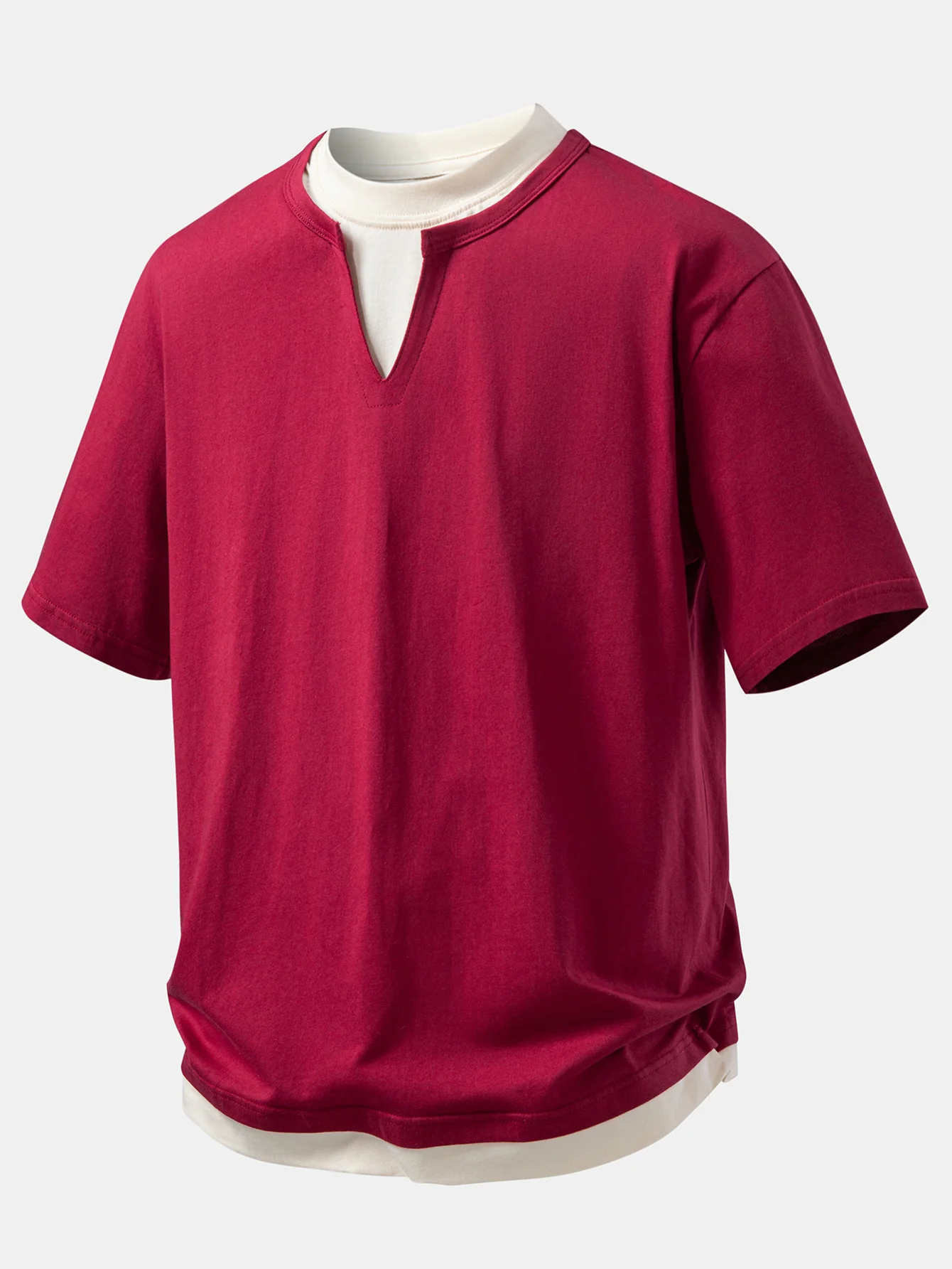 Relax Fit 2 In 1 Notched Collar T-Shirt - Image 9