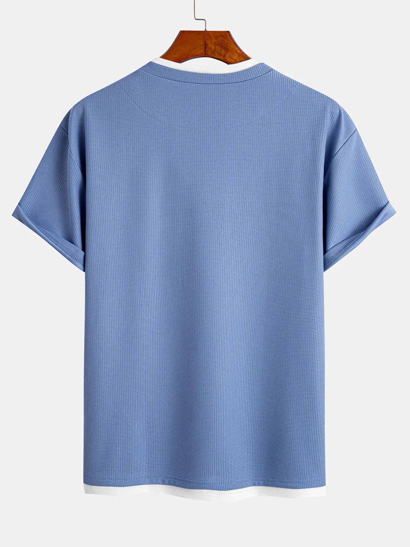 Relax Fit 2 In 1 Notched Collar Waffle T-Shirt - Image 10