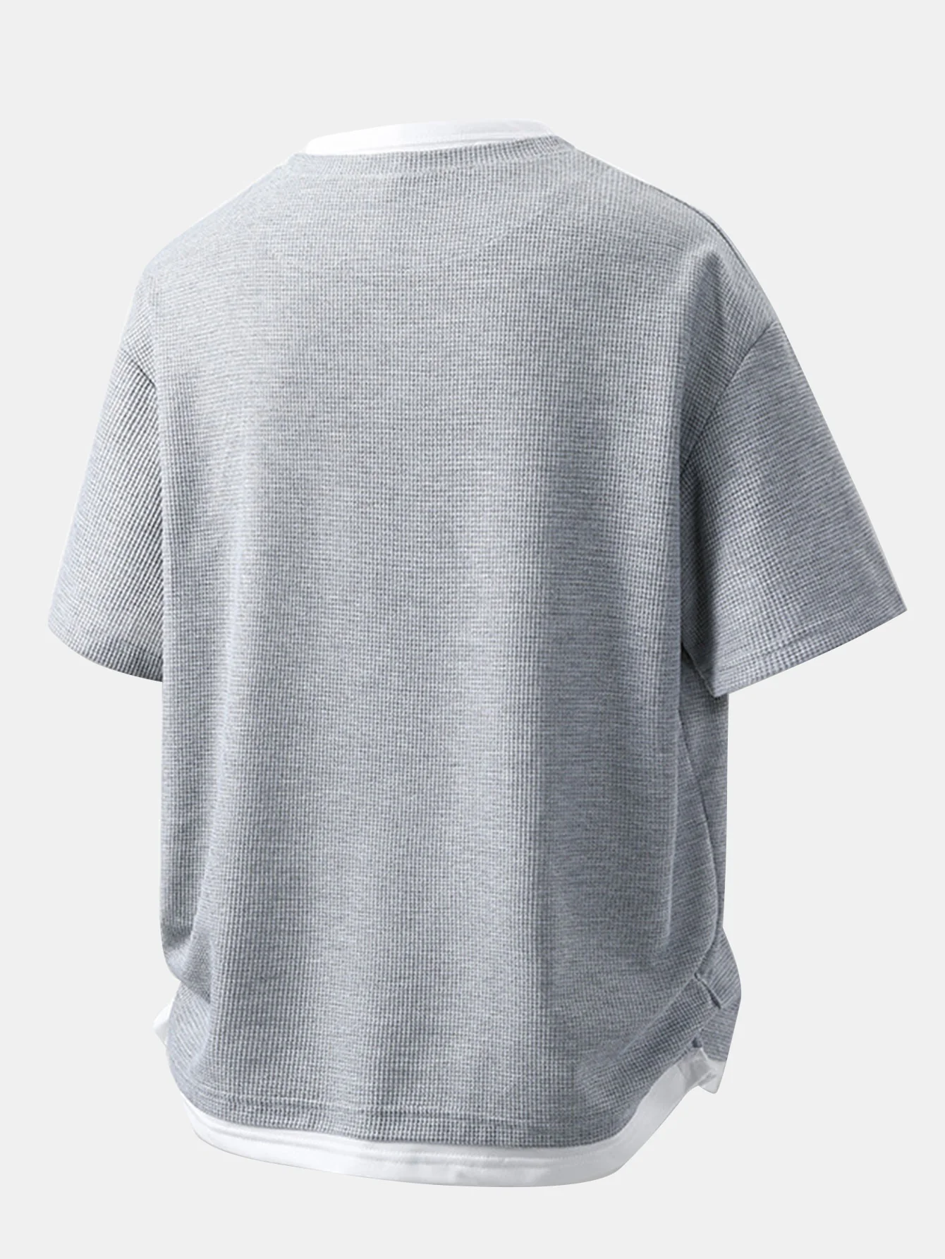 Relax Fit 2 In 1 Notched Collar Waffle T-Shirt & Waffle Pleated Pintuck Straight Leg Pants - Image 4