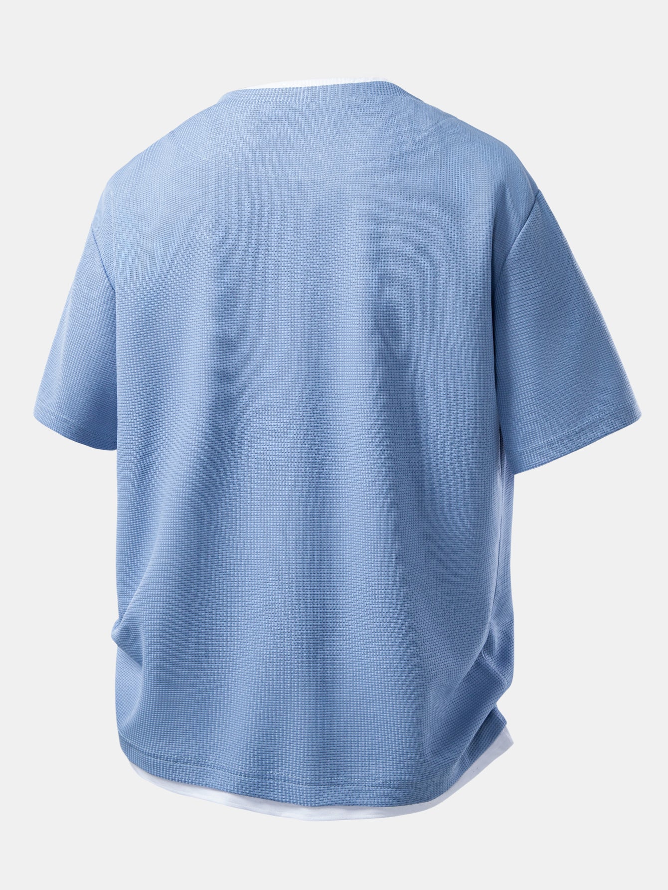 Relax Fit 2 In 1 Notched Collar Waffle T-Shirt - Image 7