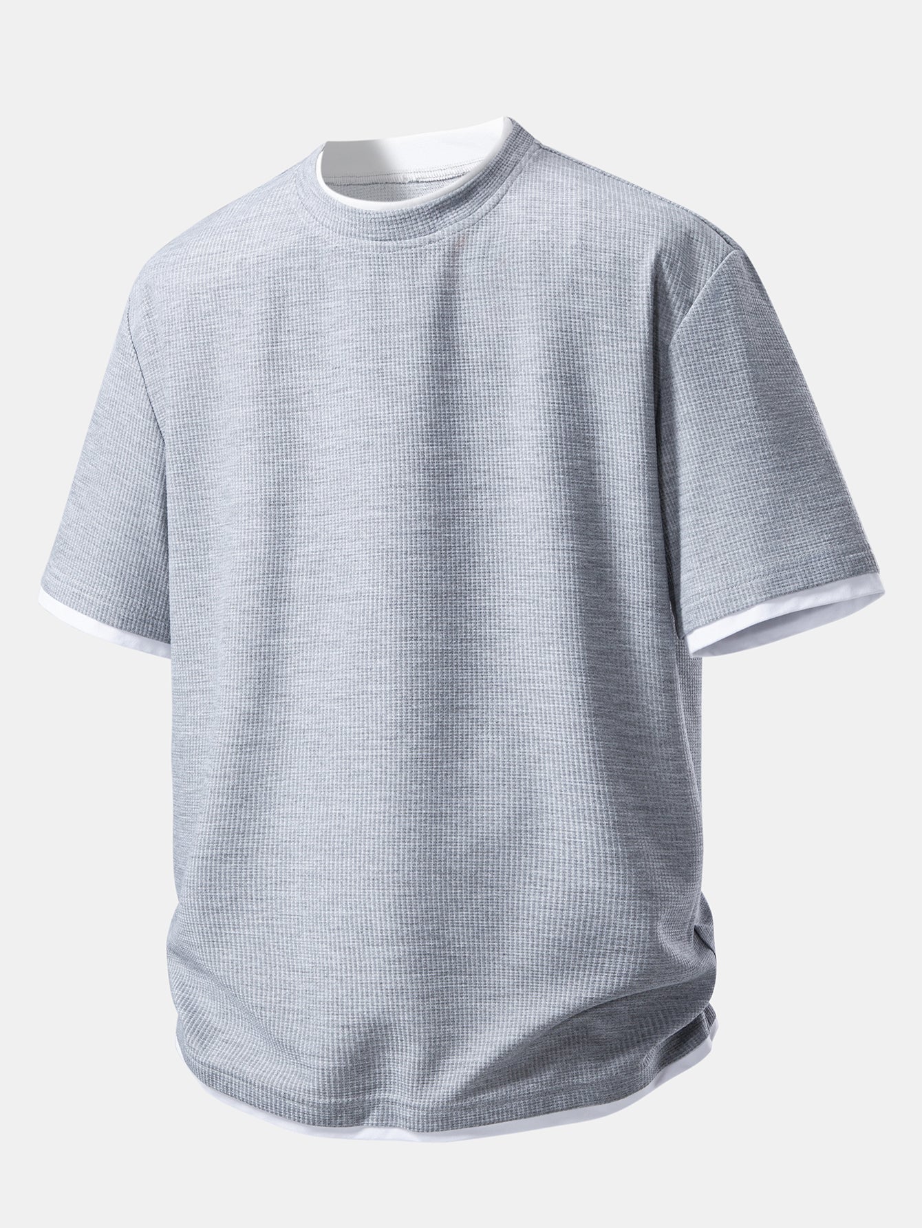 Relax Fit 2 In 1 Waffle Crew Collar T-Shirt