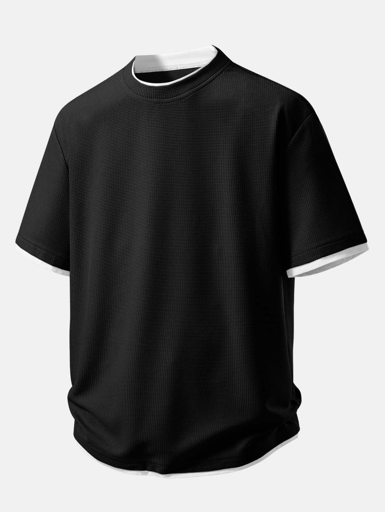 Relax Fit 2 In 1 Waffle Crew Collar T-Shirt - Image 3