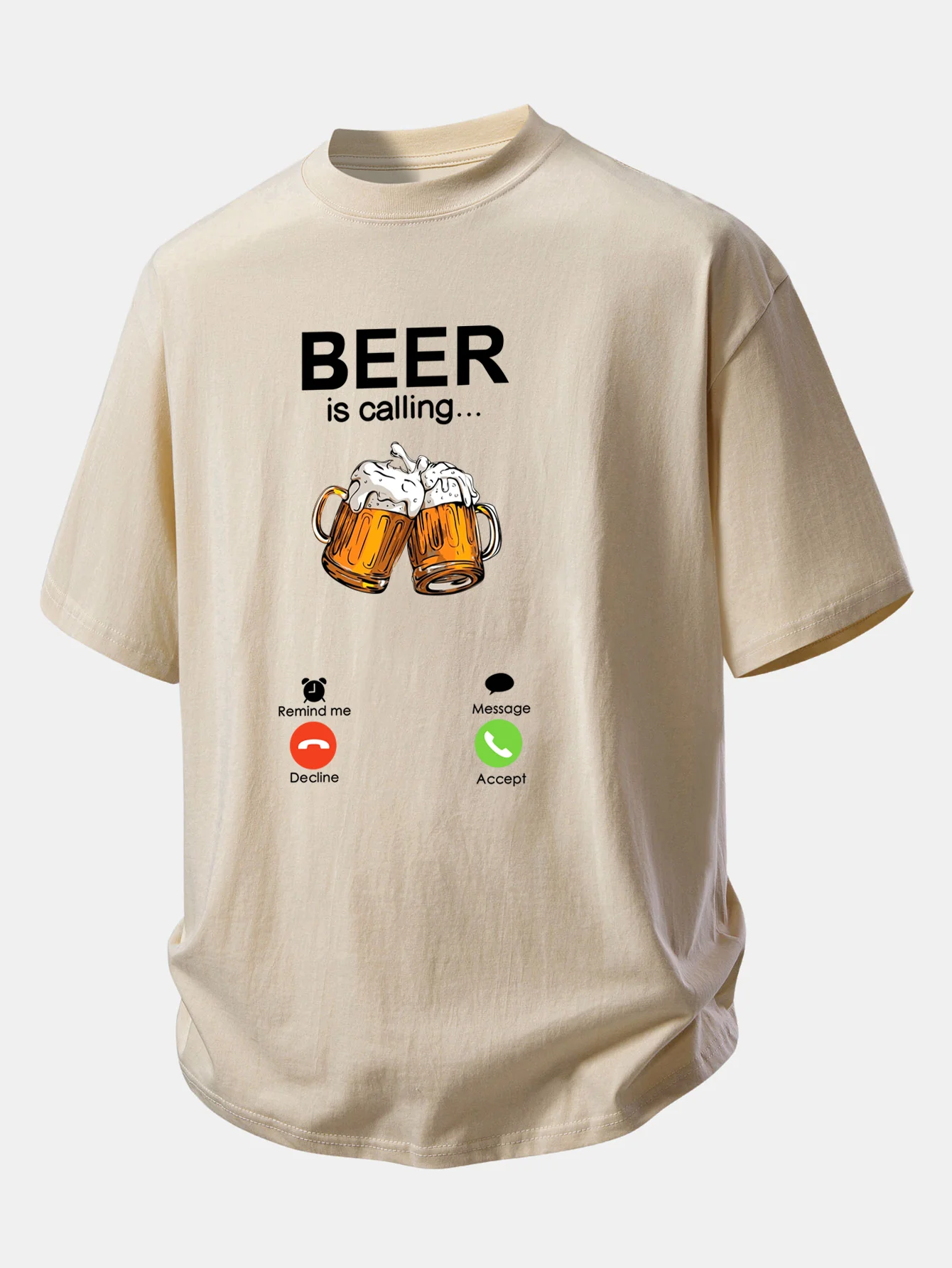 Relax Fit Beer Is Calling Print Cotton T-Shirt - Image 10