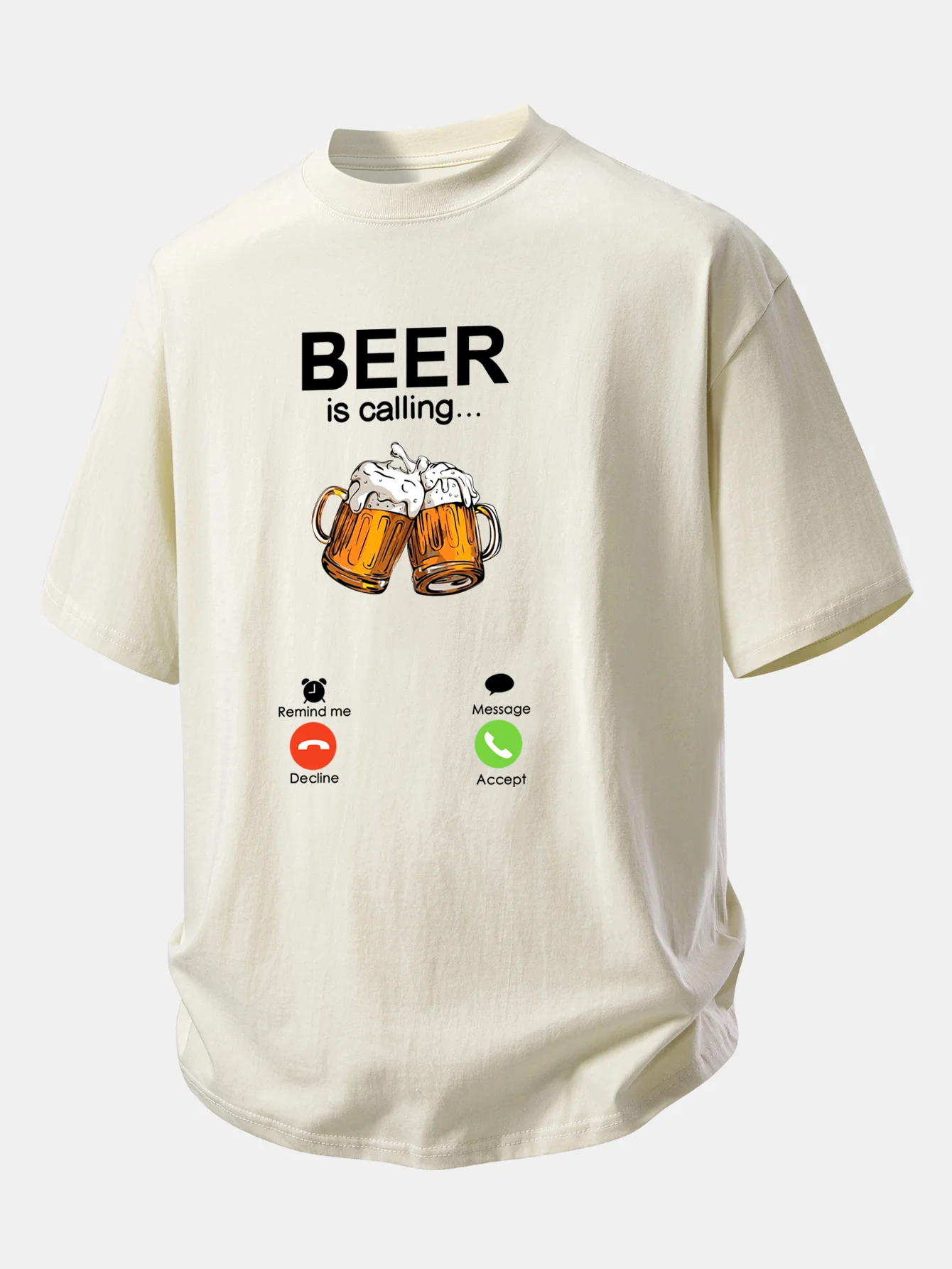 Relax Fit Beer Is Calling Print Cotton T-Shirt - Image 11