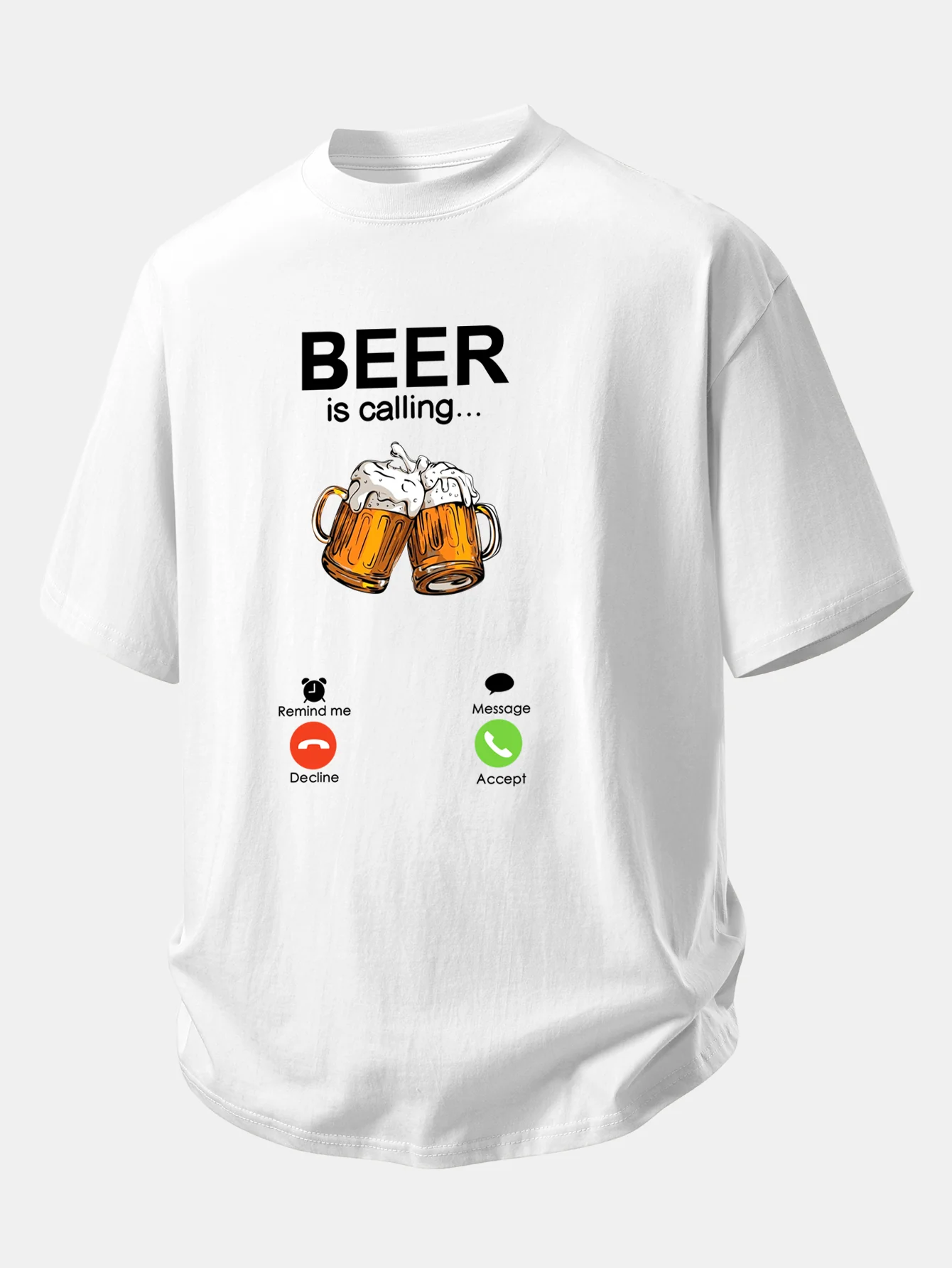 Relax Fit Beer Is Calling Print Cotton T-Shirt - Image 12