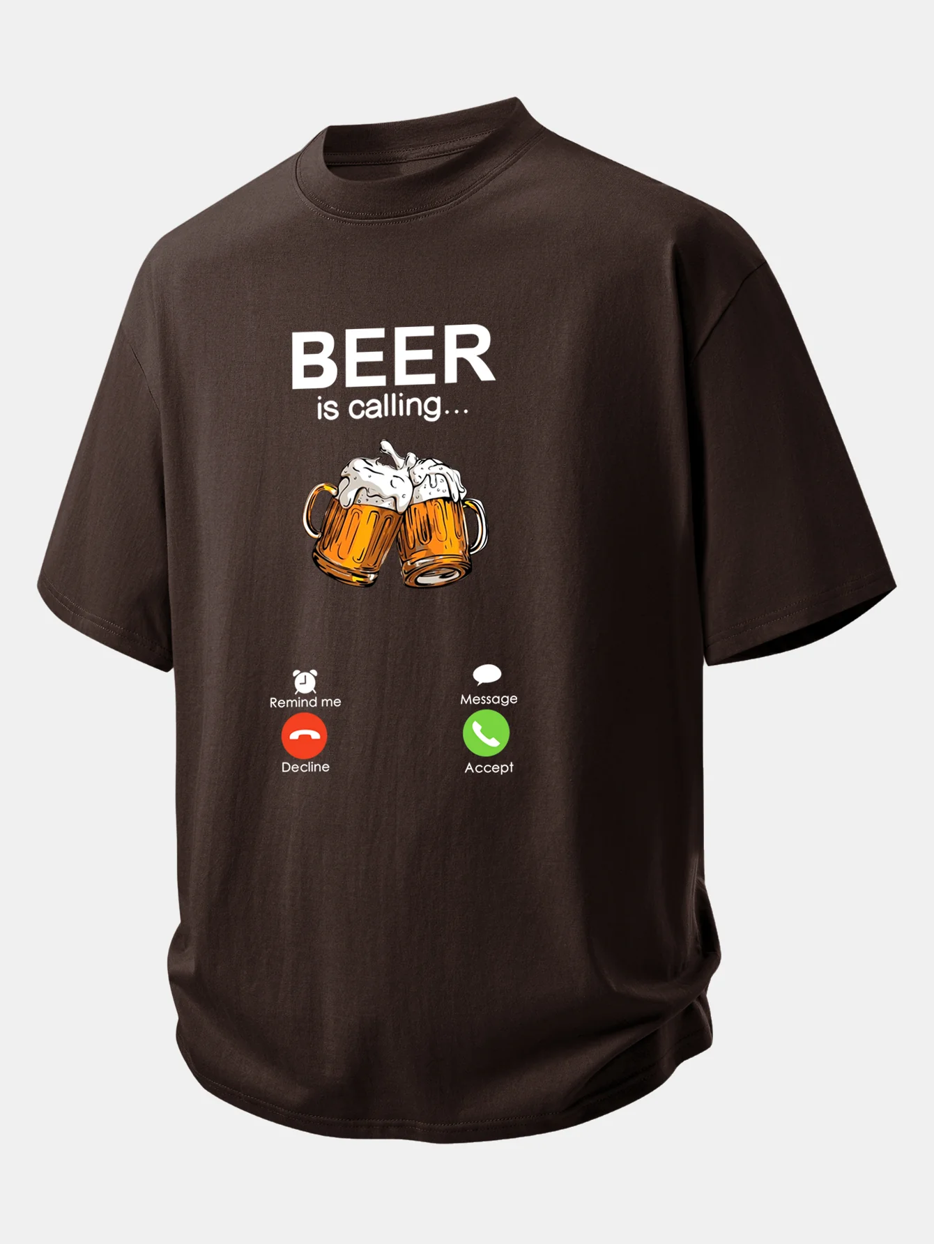 Relax Fit Beer Is Calling Print Cotton T-Shirt - Image 3