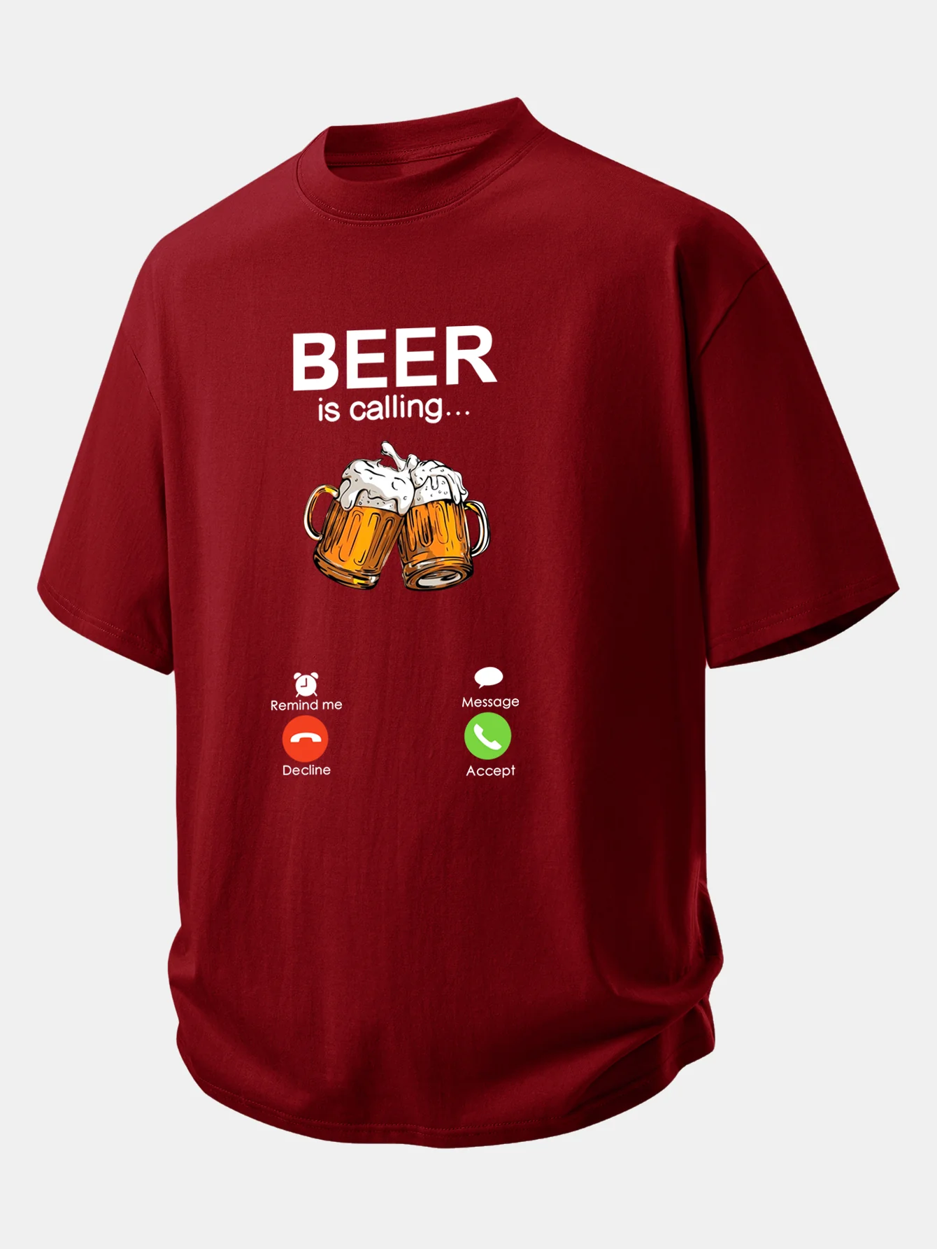 Relax Fit Beer Is Calling Print Cotton T-Shirt - Image 4