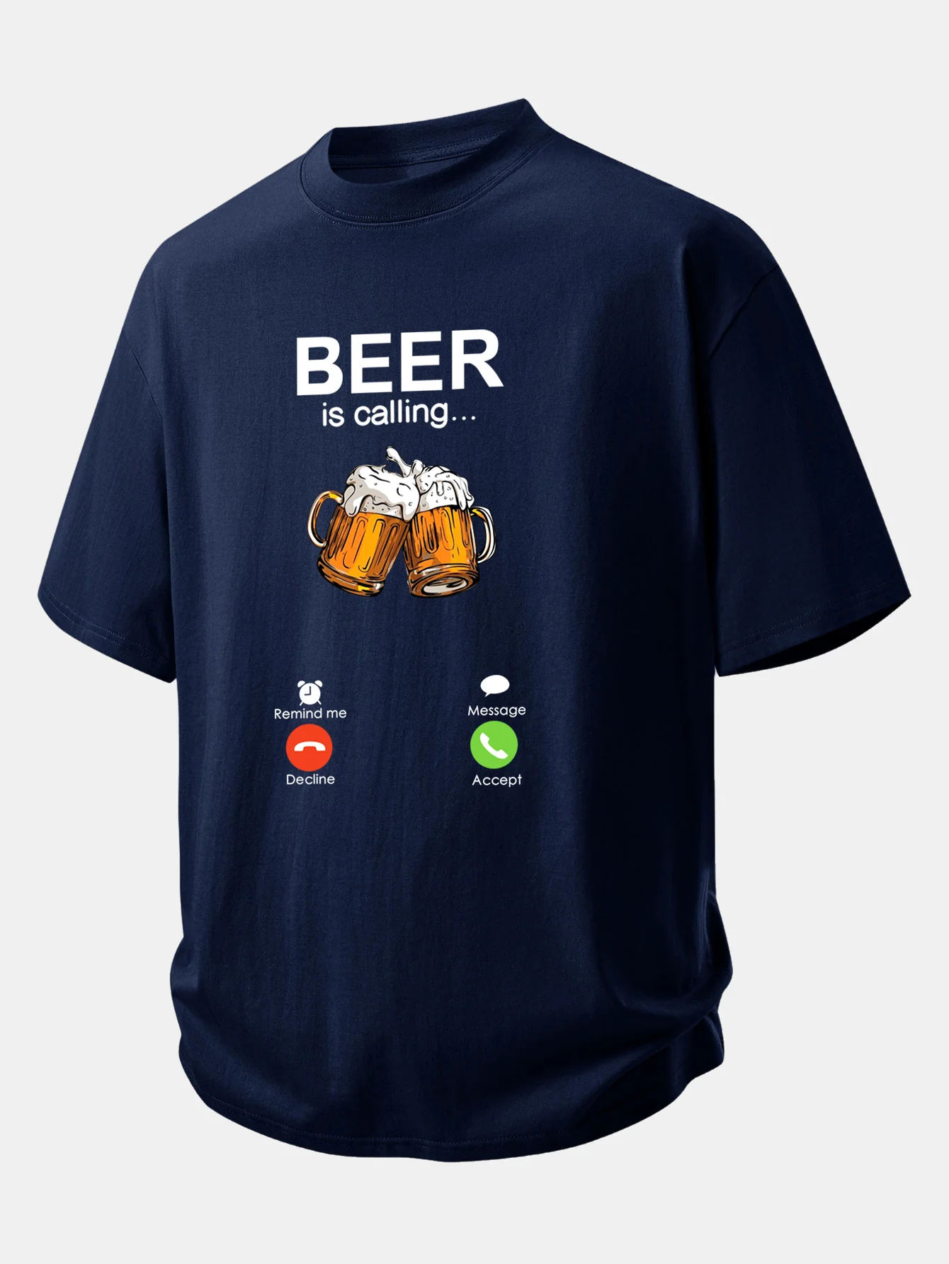 Relax Fit Beer Is Calling Print Cotton T-Shirt - Image 5