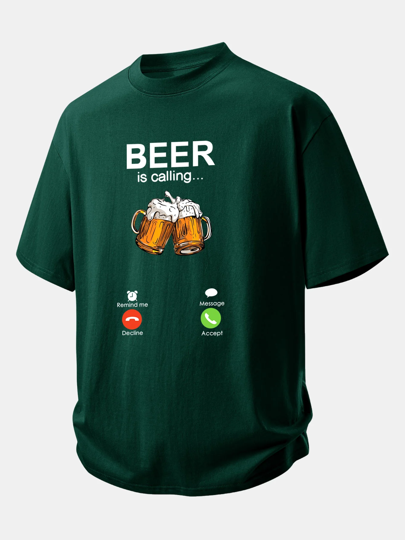 Relax Fit Beer Is Calling Print Cotton T-Shirt - Image 6