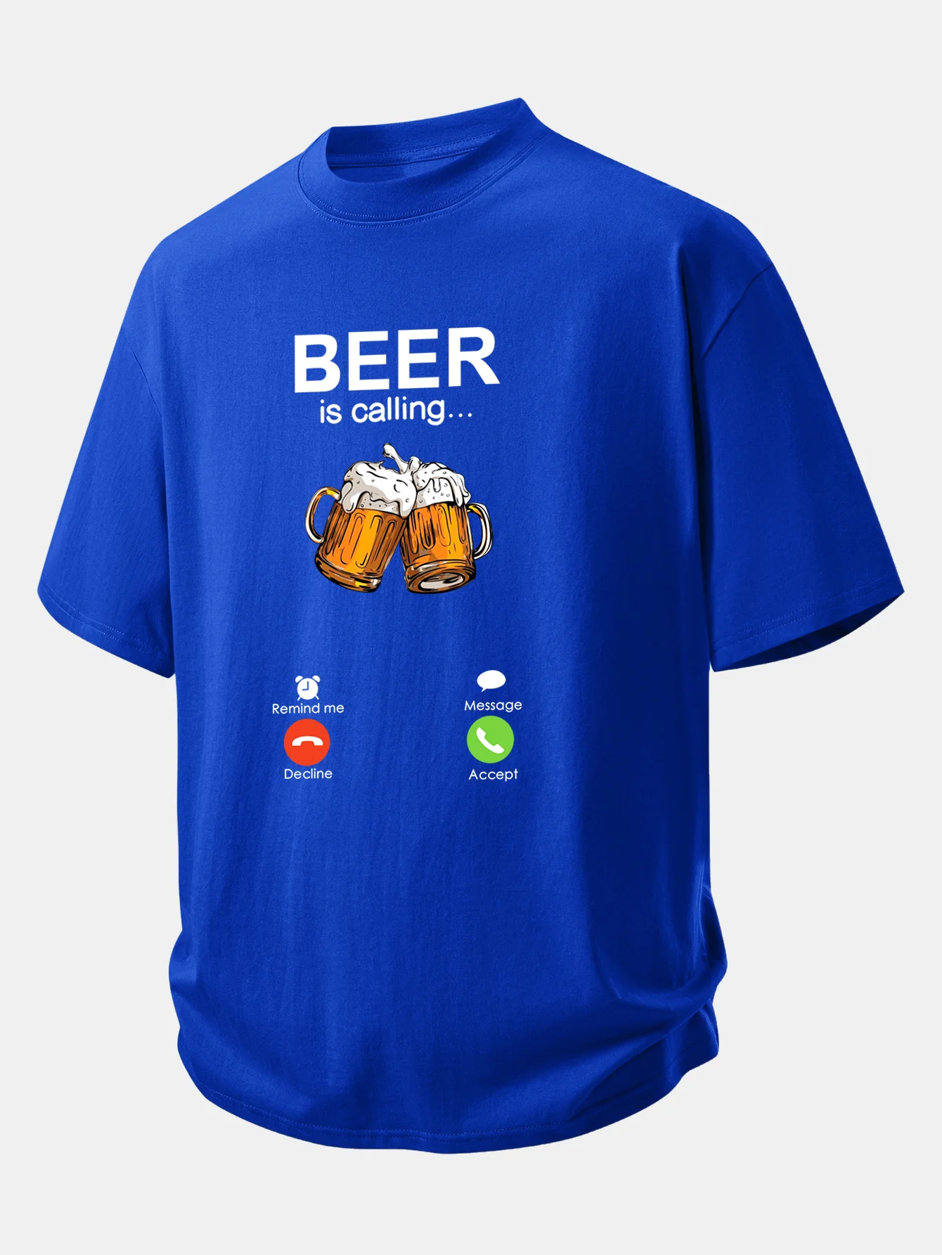 Relax Fit Beer Is Calling Print Cotton T-Shirt - Image 7