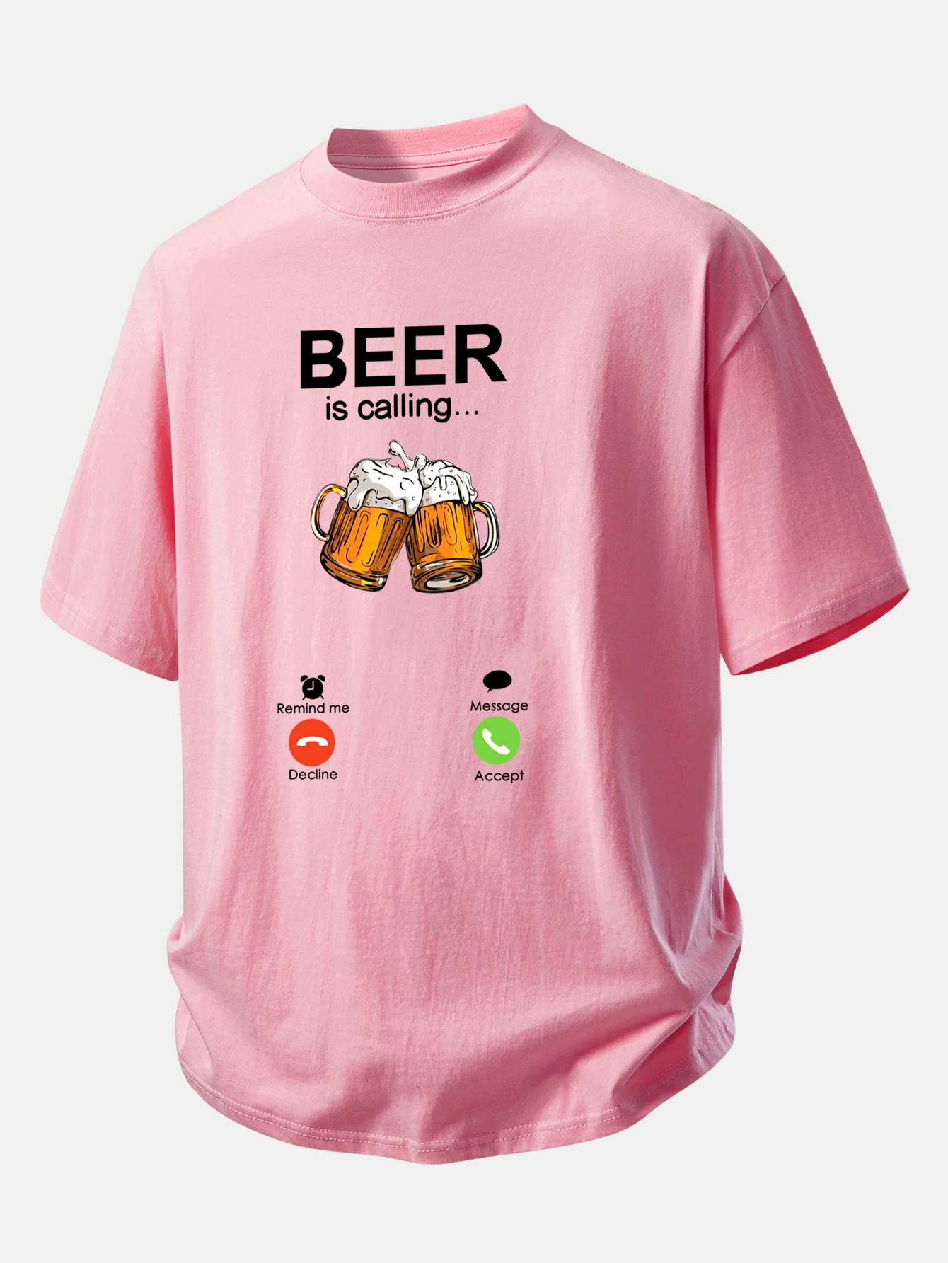 Relax Fit Beer Is Calling Print Cotton T-Shirt - Image 8