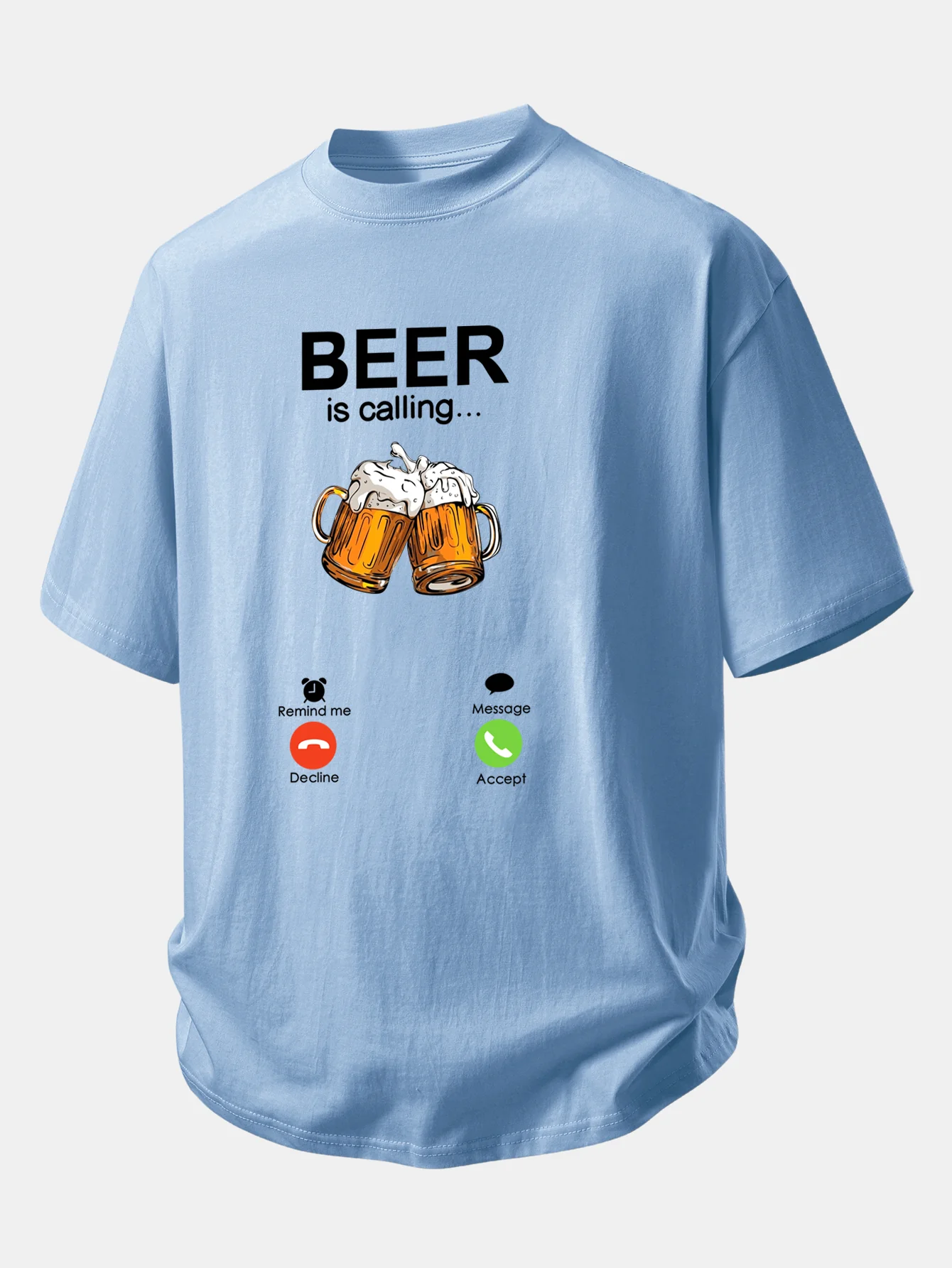 Relax Fit Beer Is Calling Print Cotton T-Shirt - Image 9