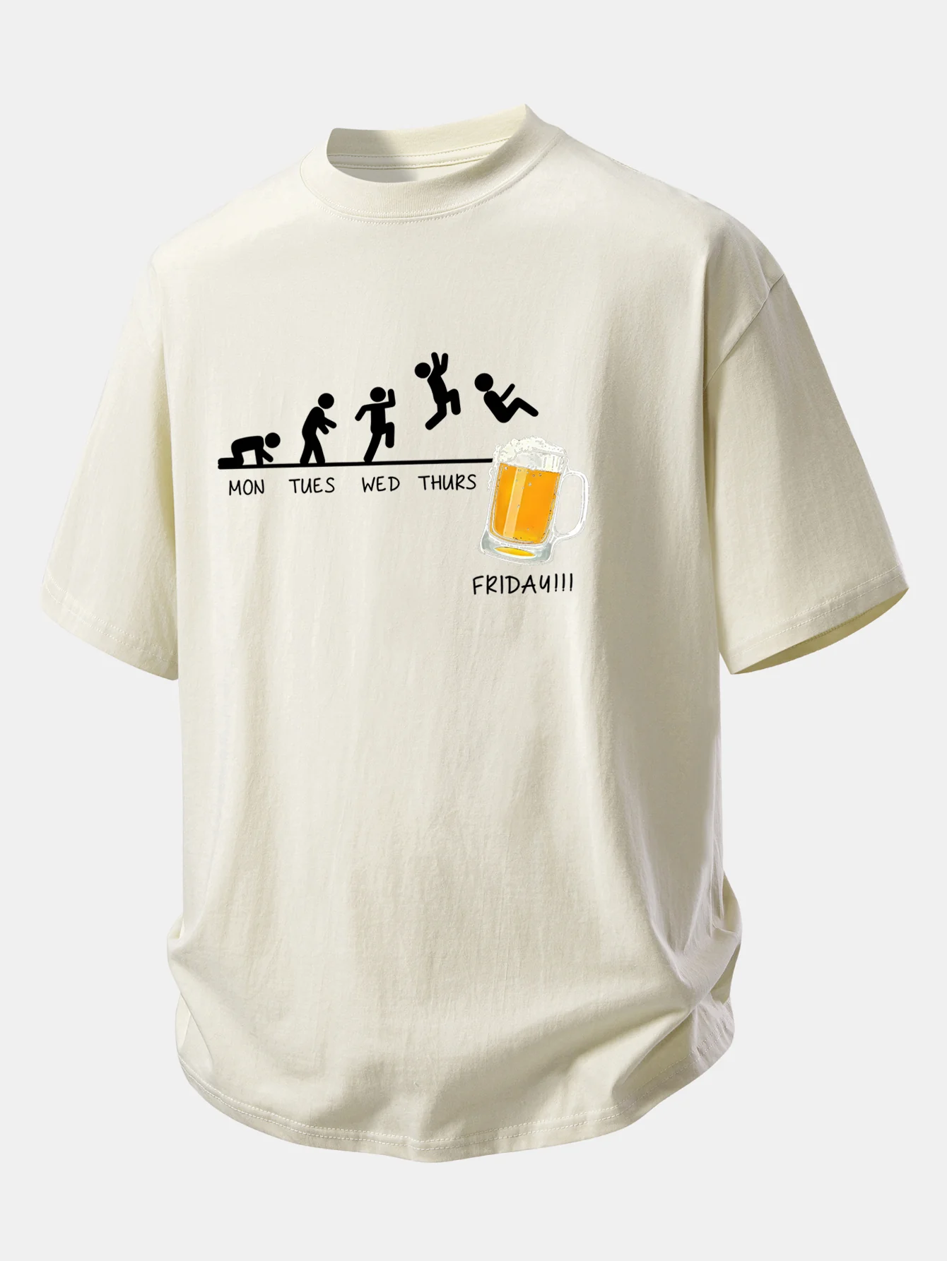 Relax Fit Beer Weekly Plan Print Cotton T-Shirt - Image 12