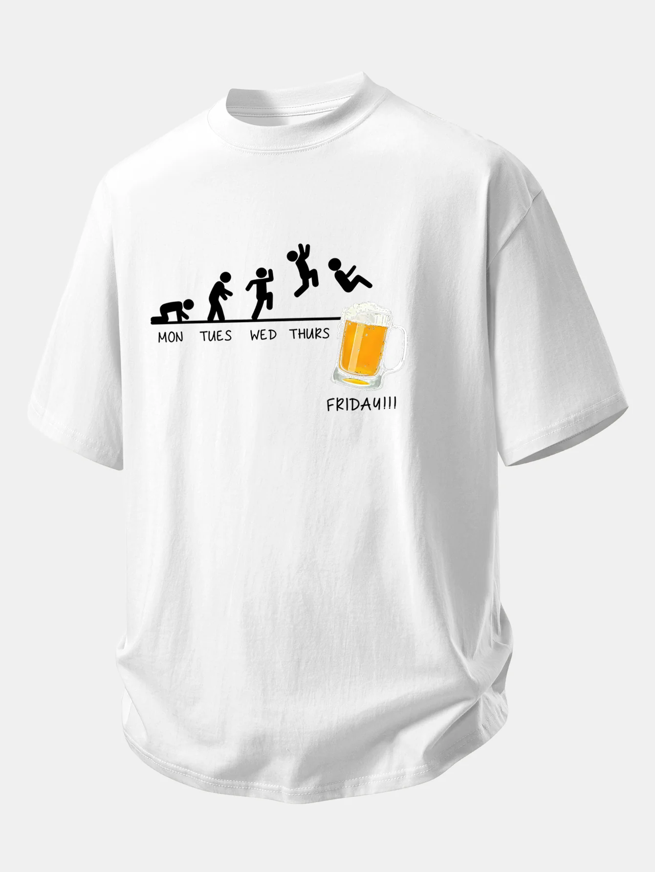 Relax Fit Beer Weekly Plan Print Cotton T-Shirt - Image 2