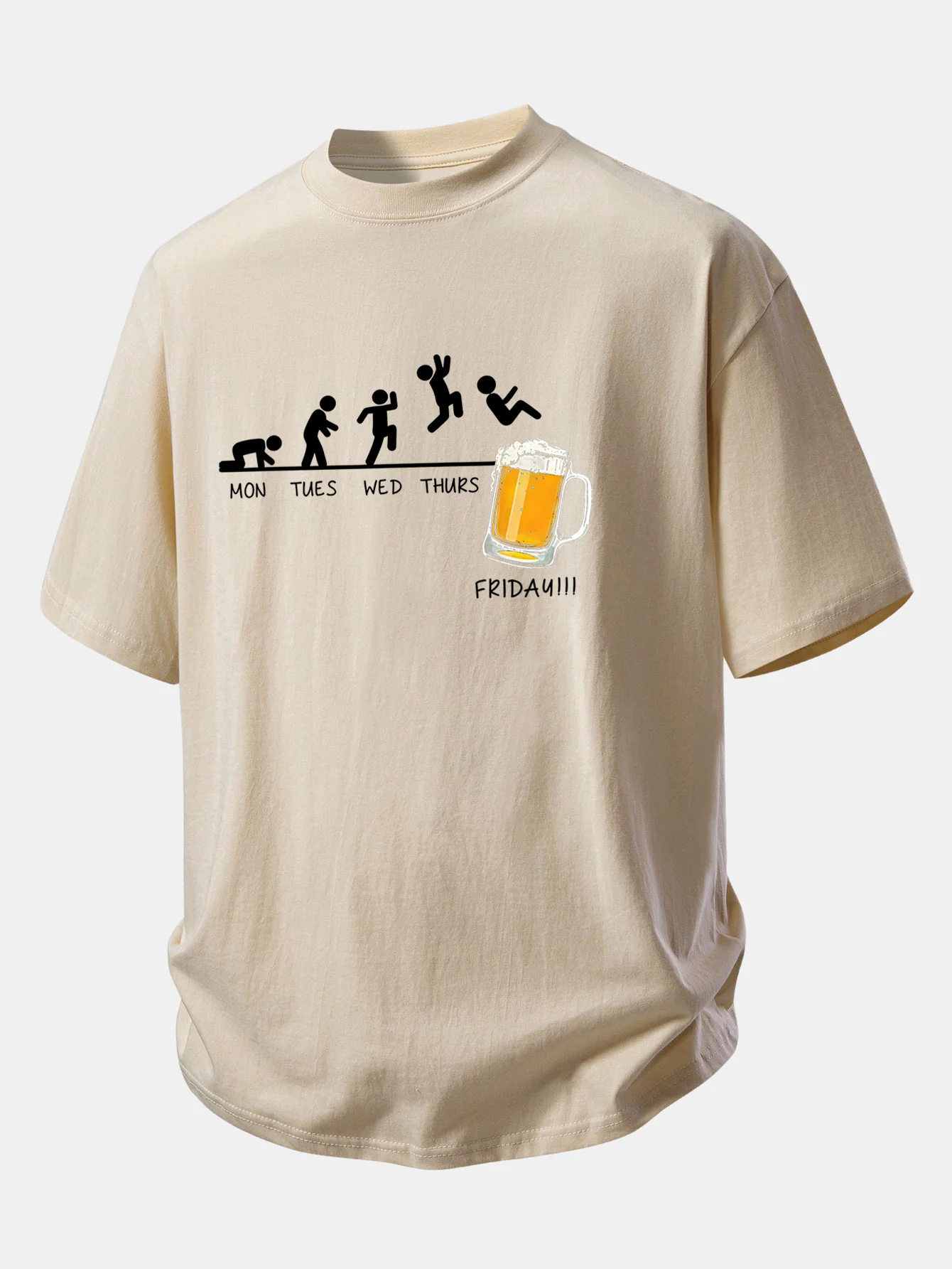 Relax Fit Beer Weekly Plan Print Cotton T-Shirt - Image 3