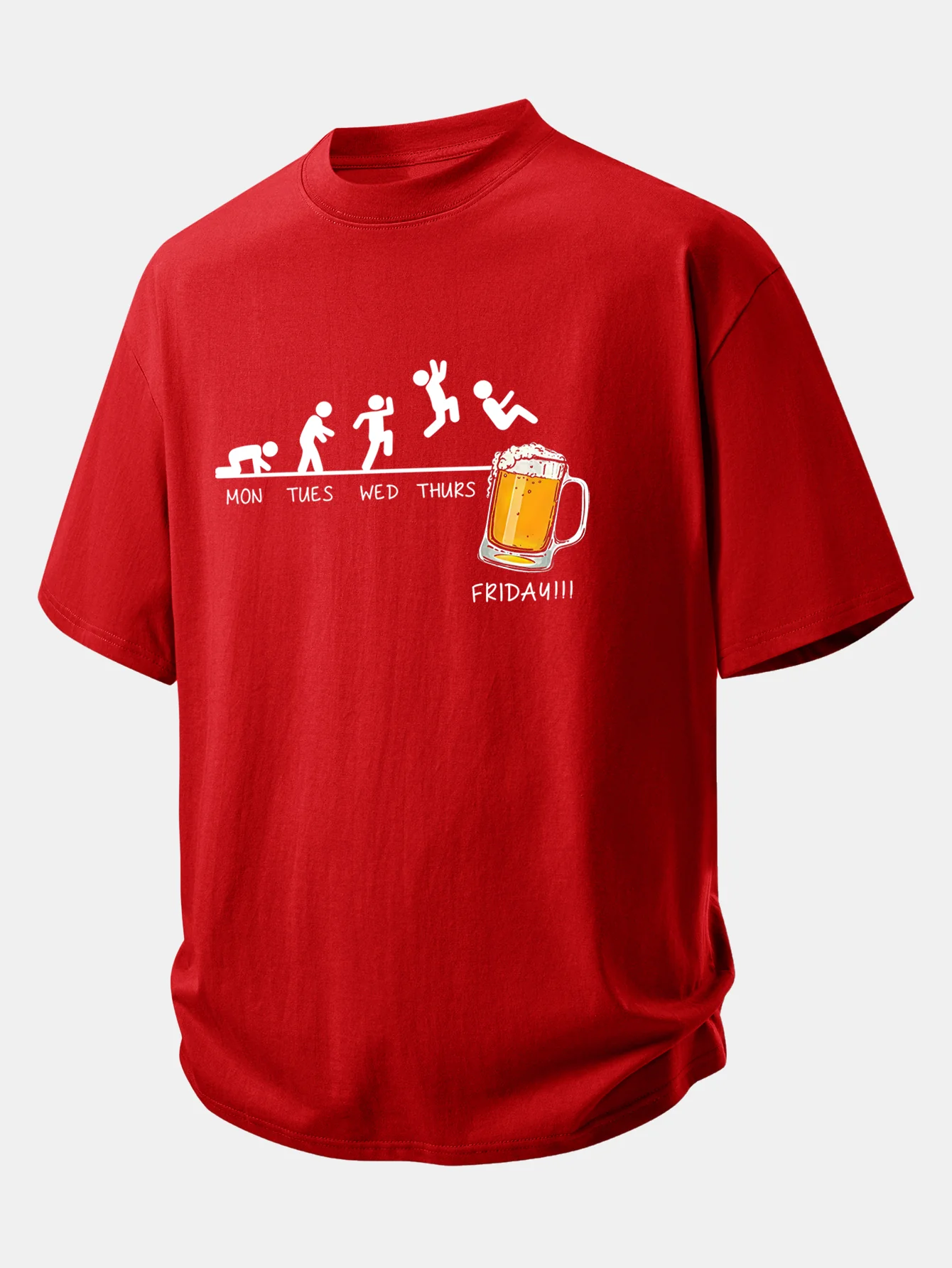 Relax Fit Beer Weekly Plan Print Cotton T-Shirt - Image 4