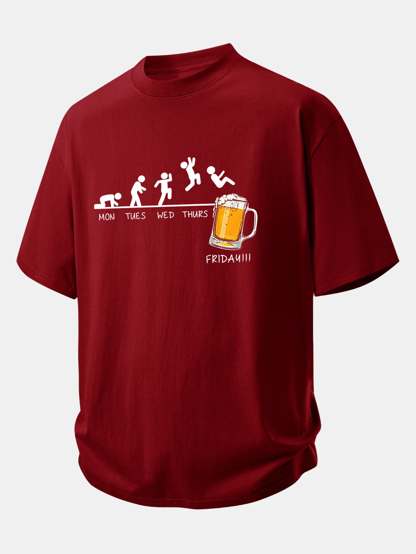 Relax Fit Beer Weekly Plan Print Cotton T-Shirt - Image 6