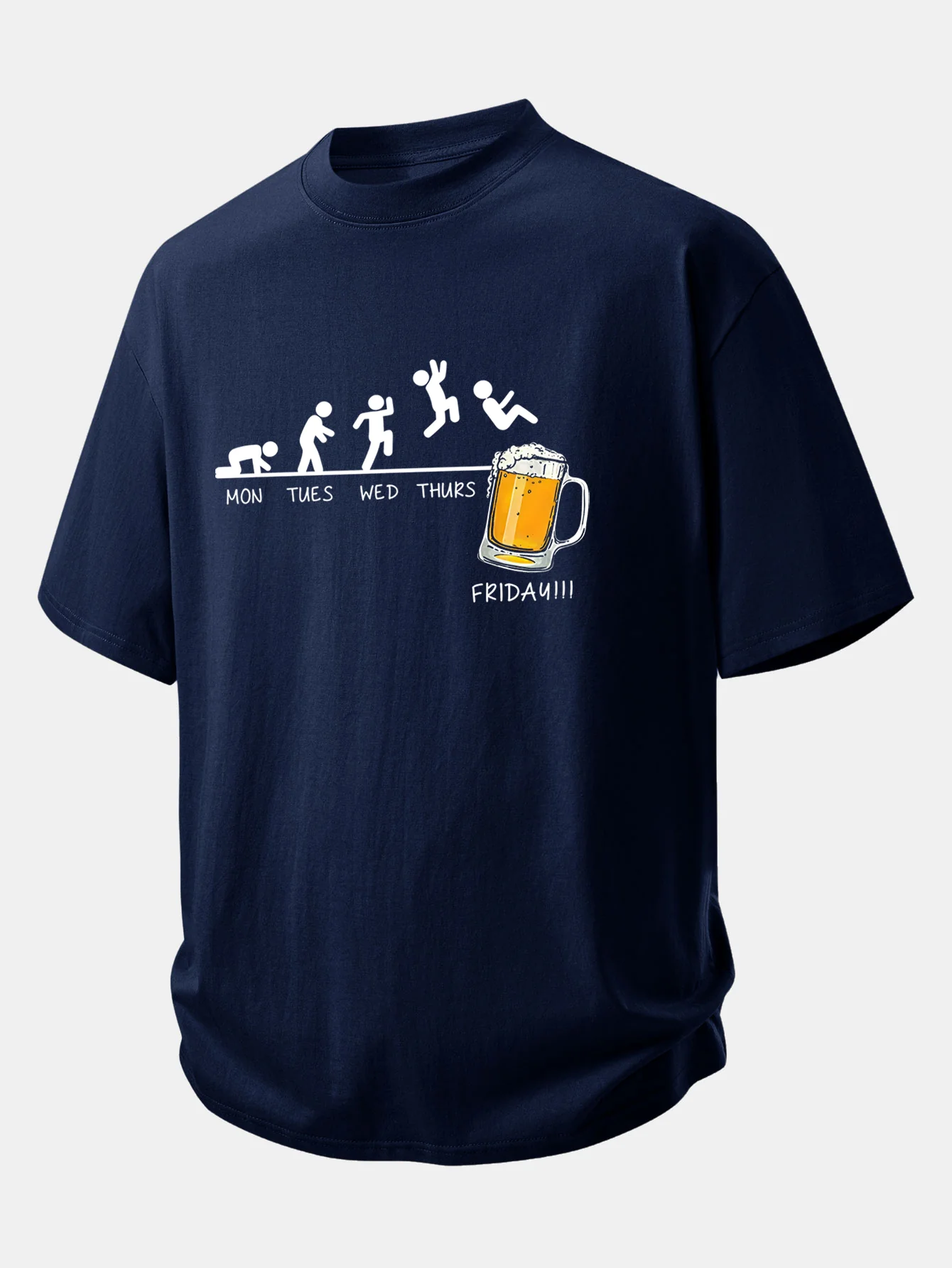 Relax Fit Beer Weekly Plan Print Cotton T-Shirt - Image 7