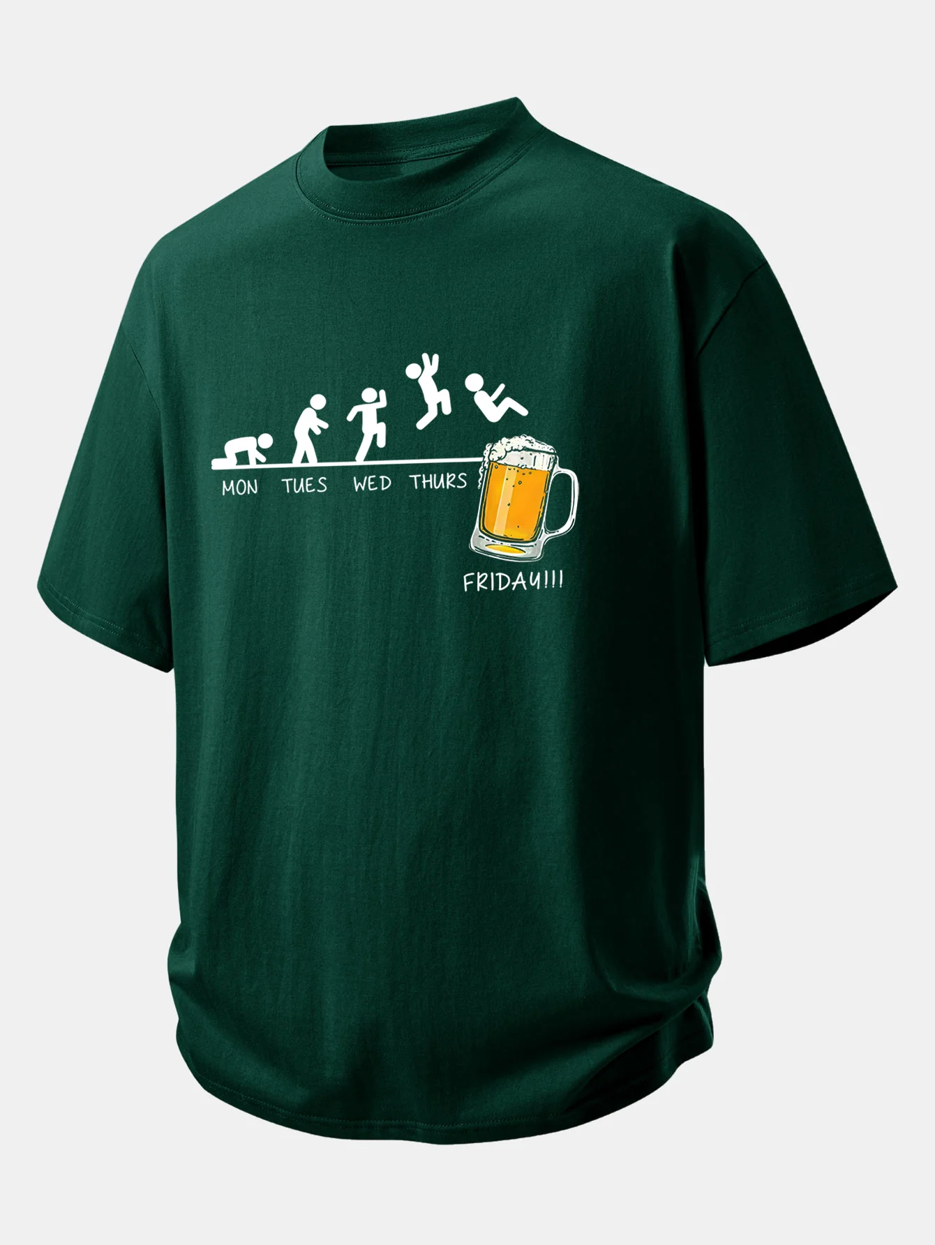 Relax Fit Beer Weekly Plan Print Cotton T-Shirt - Image 8