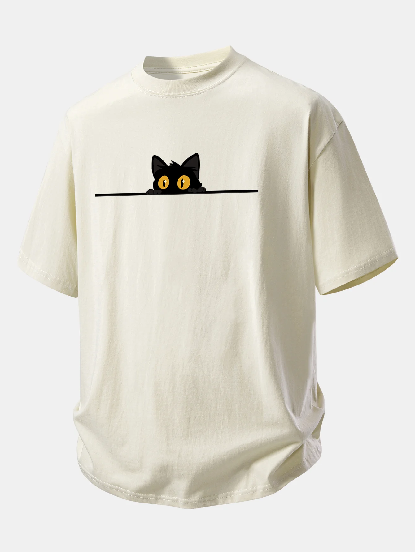Relax Fit Black Cat Print Cotton T-Shirt - Image 12