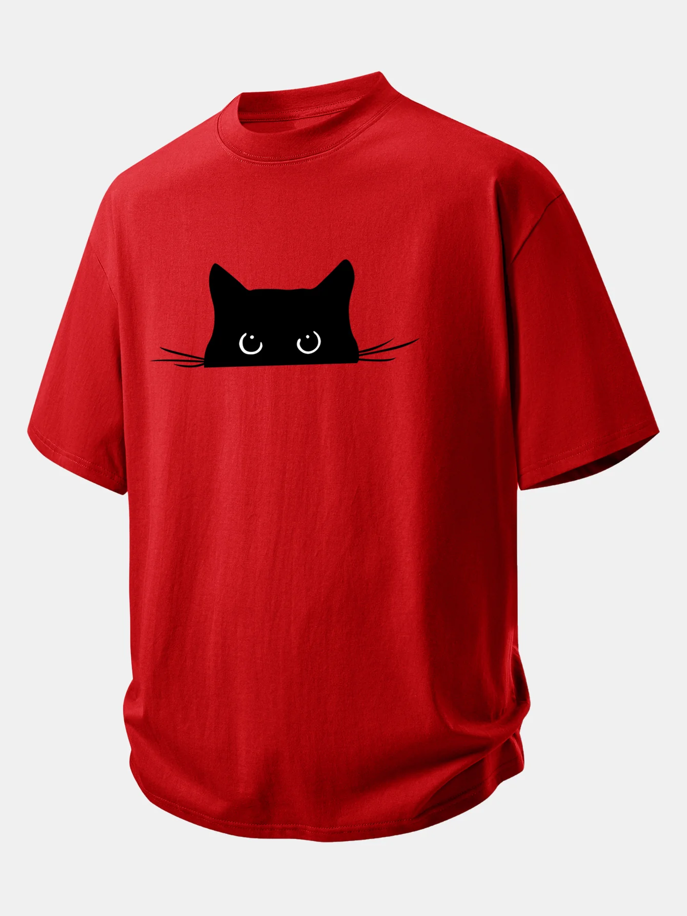 Relax Fit Black Cat Print Cotton T-Shirt - Image 10