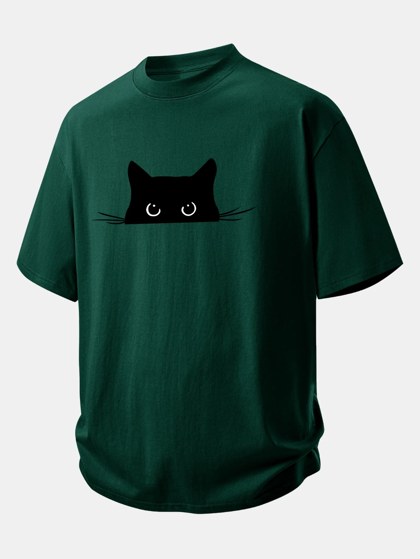 Relax Fit Black Cat Print Cotton T-Shirt - Image 11