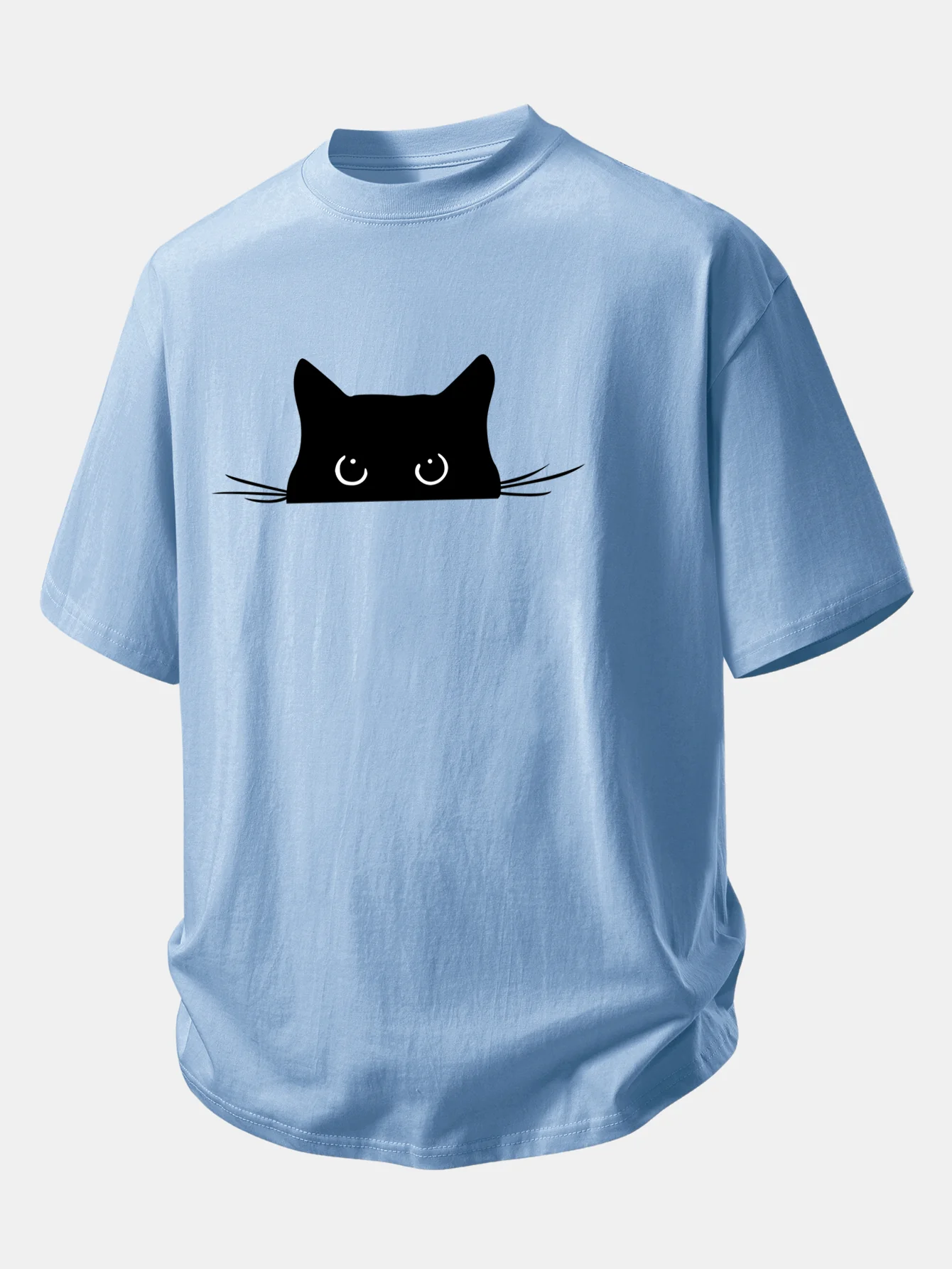 Relax Fit Black Cat Print Cotton T-Shirt - Image 12